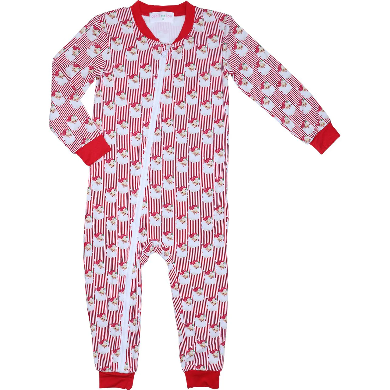 Red Santa Knit Zipper Pajamas - Image 2
