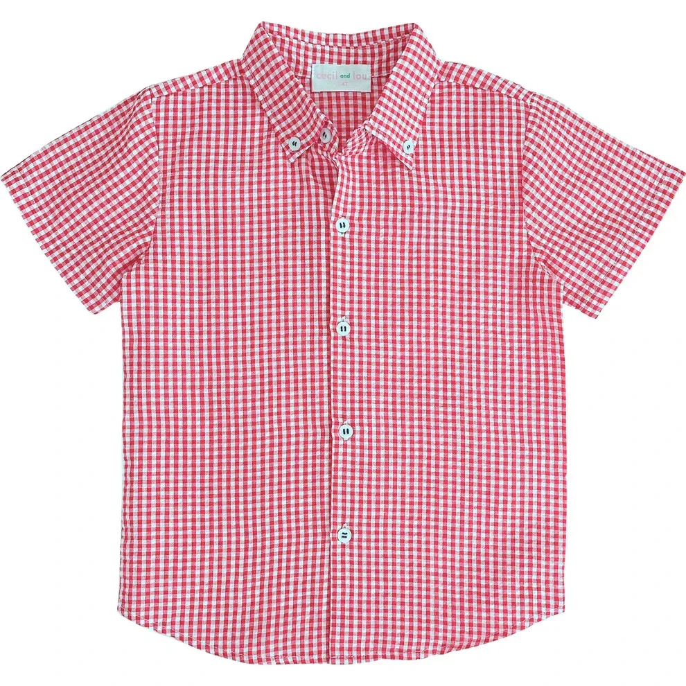 Red Seersucker Button Down Shirt - Image 2