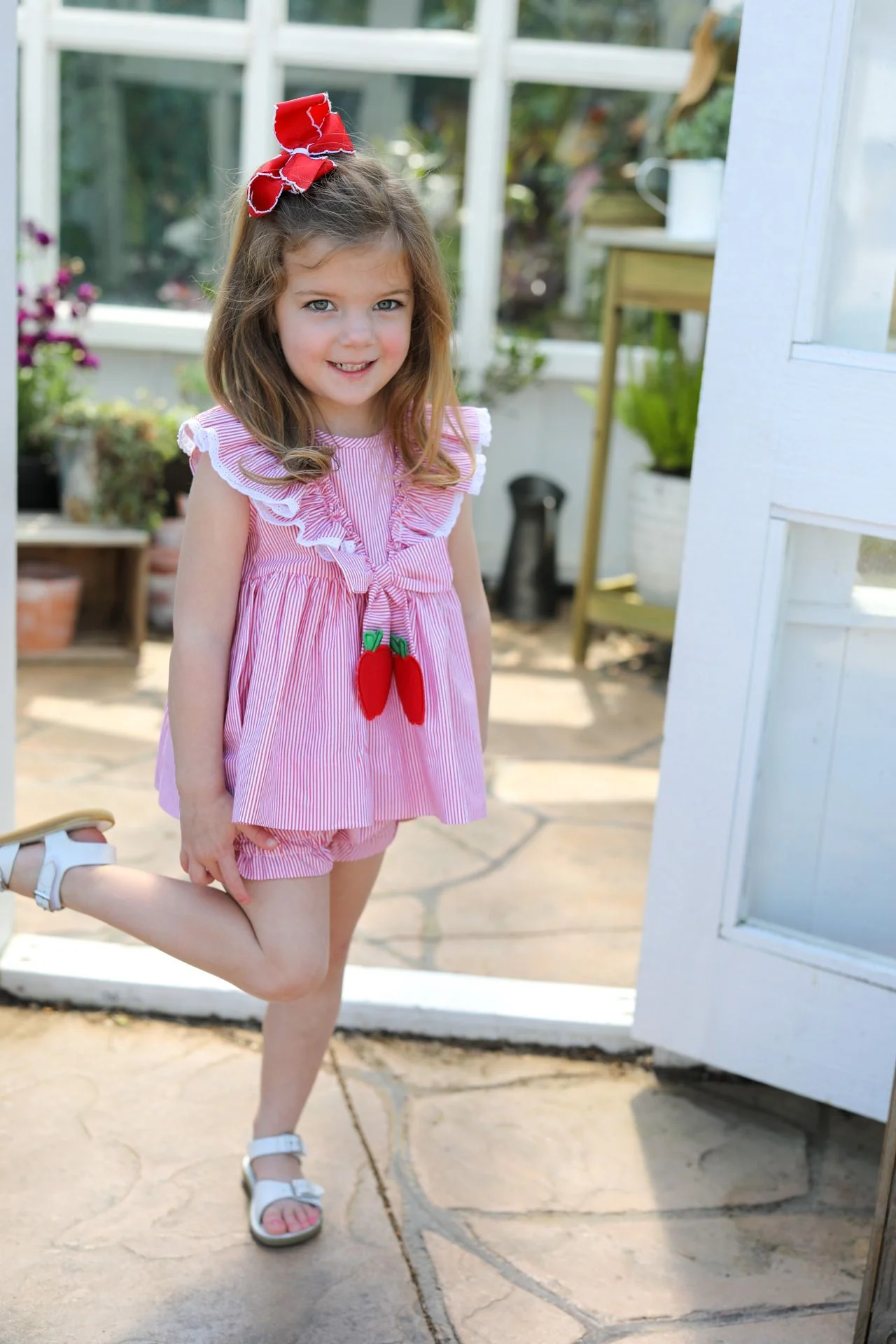 Red Striped Apple Diaper Set - Image 2