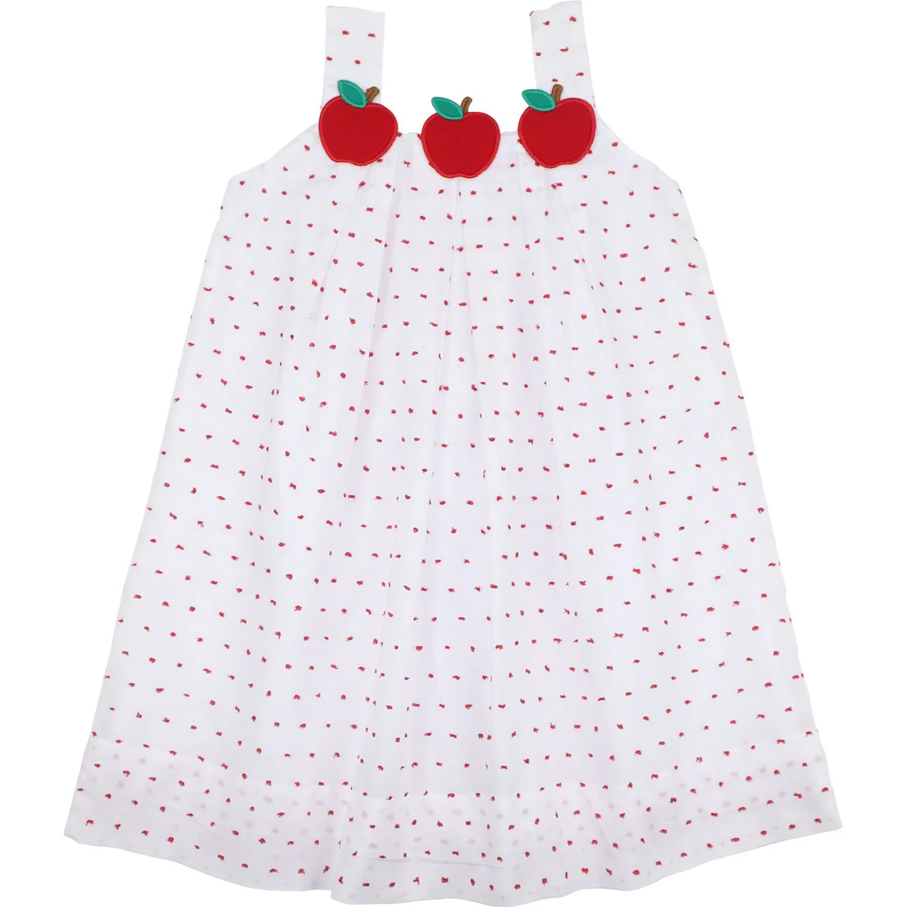 Red Swiss Dot Applique Apple Dress