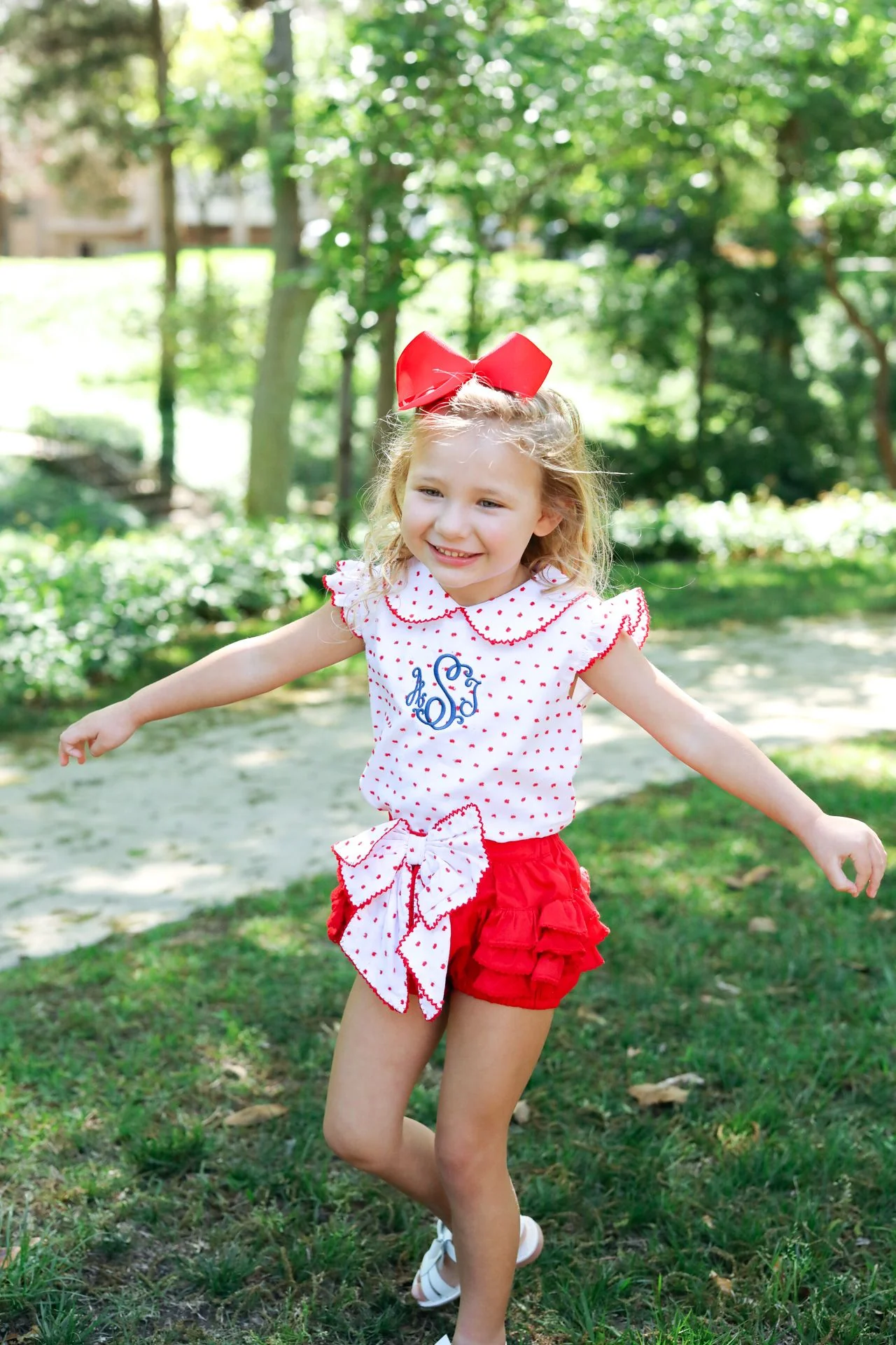 Red Swiss Dot Ruffle Diaper Set - Image 4