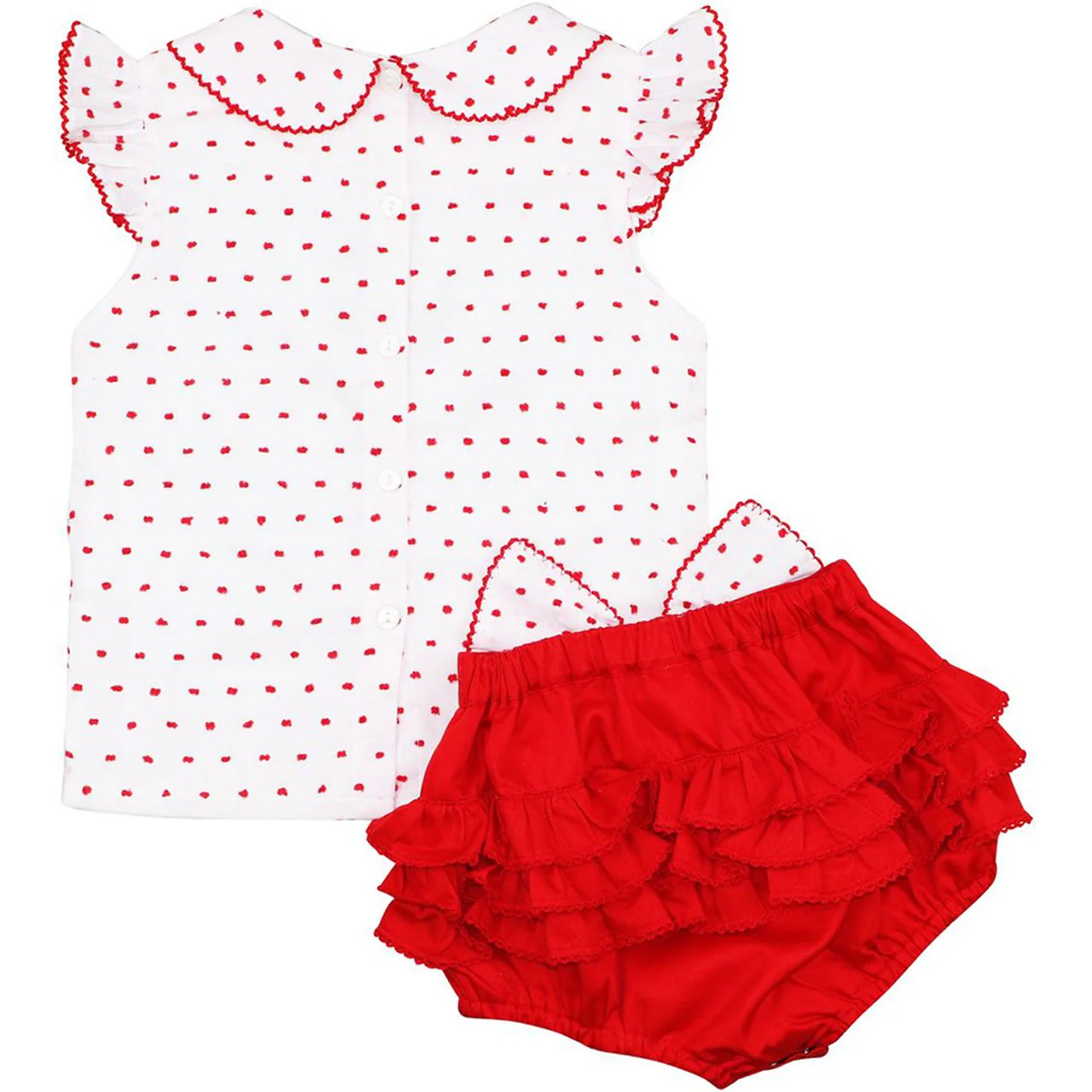 Red Swiss Dot Ruffle Diaper Set - Image 5