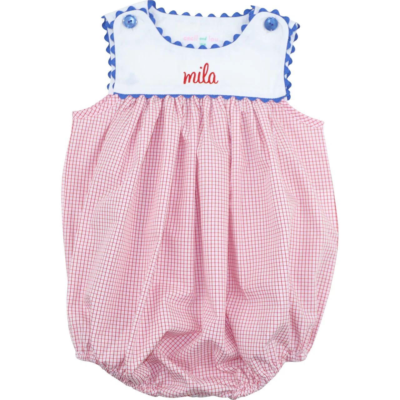 Red Windowpane Ric Rac Bubble