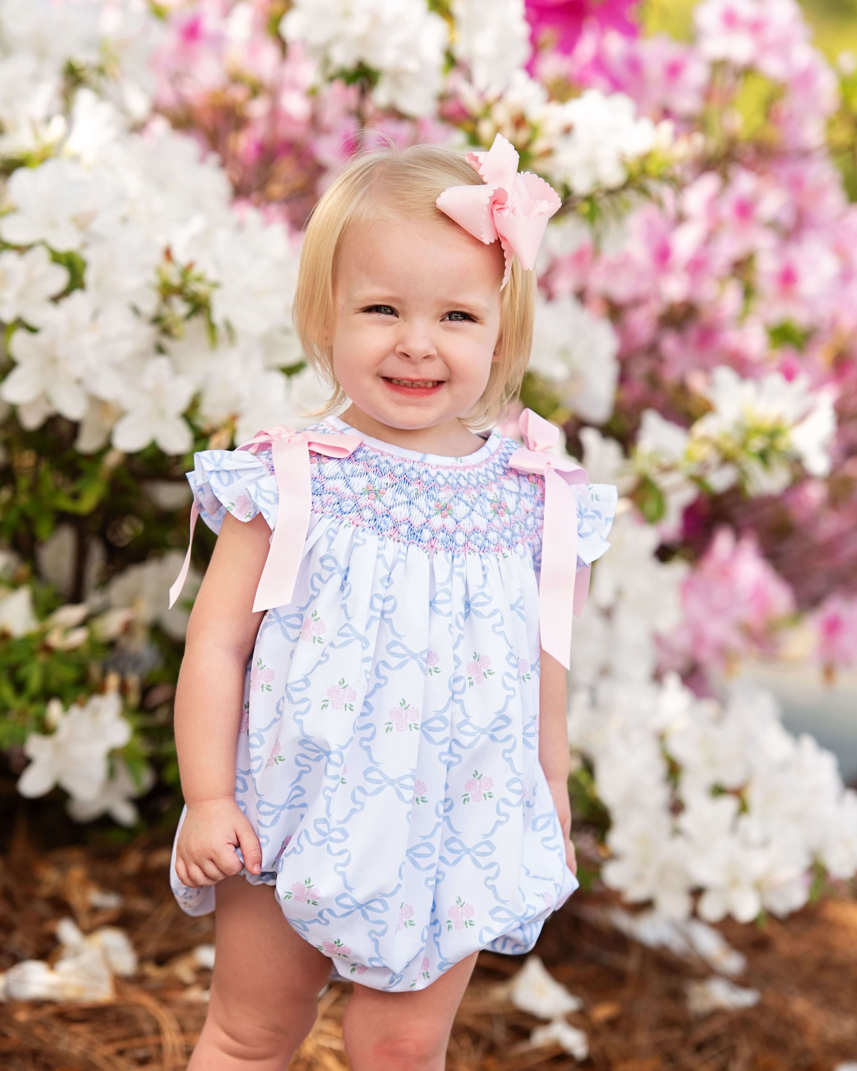 Rose And Bow Smocked Bubble - Image 2