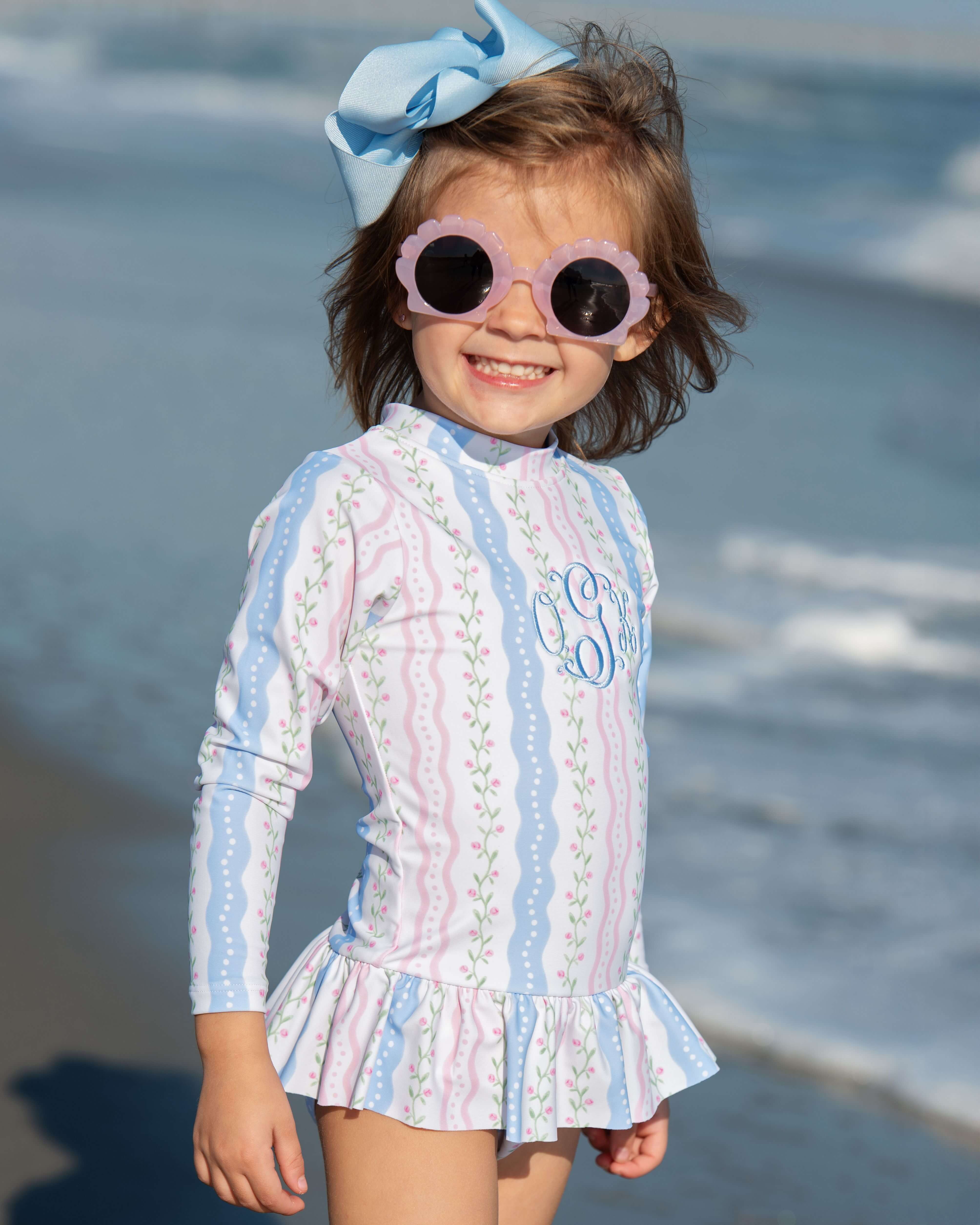 Rosebud Stripe Ruffle Swimsuit - Image 2