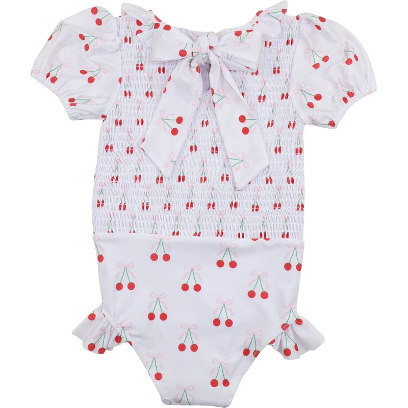 Ruched Cherry Print Swimsuit - Image 3