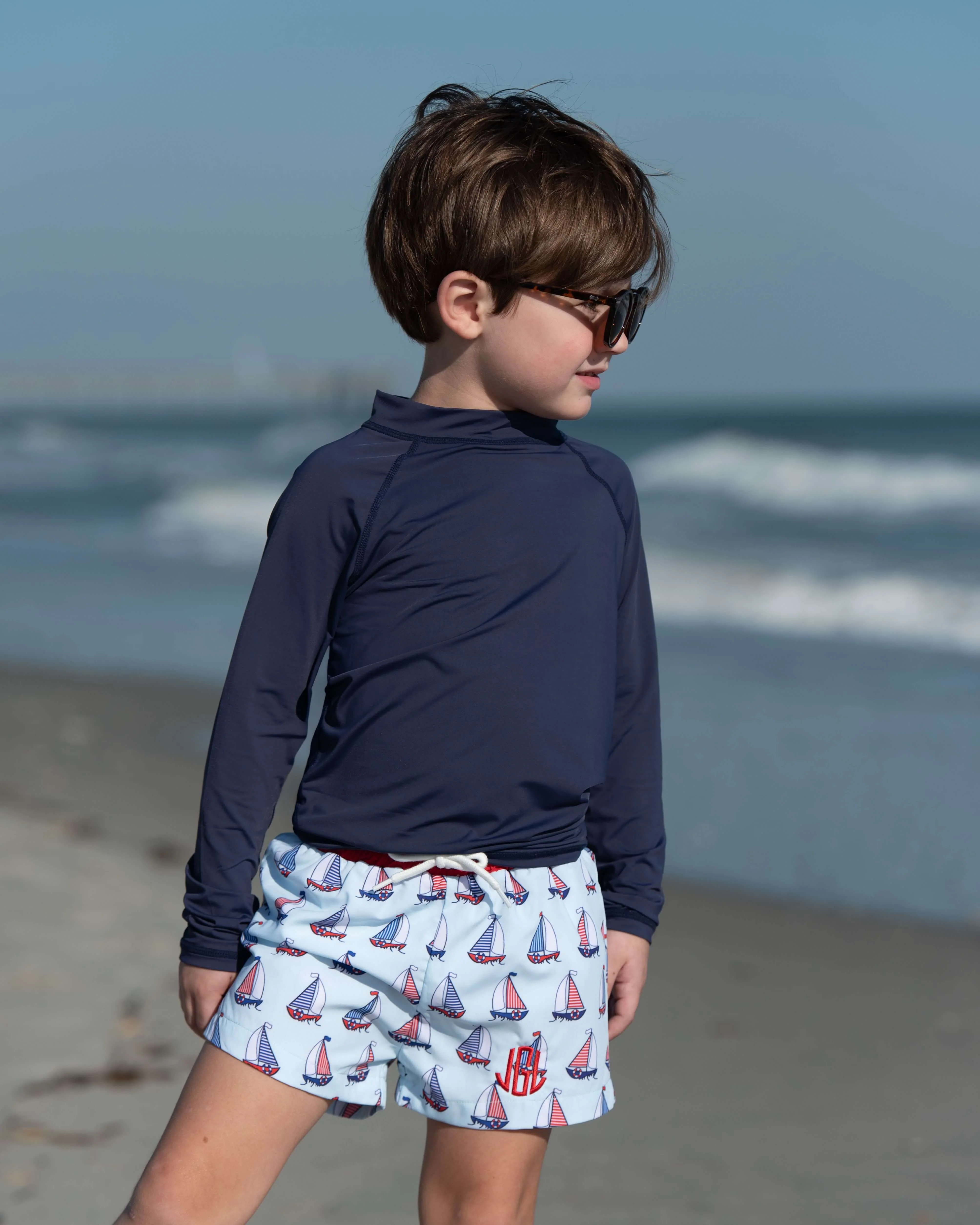 Sailboat Print Swim Trunks - Image 2