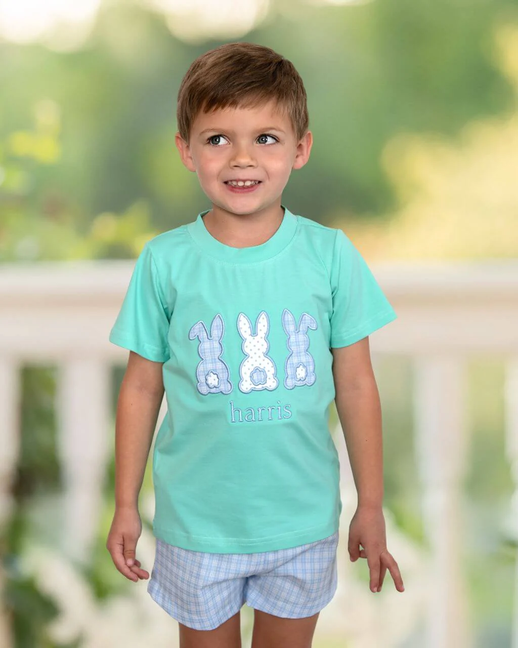 Seersucker Applique Bunny Short Set - Image 2
