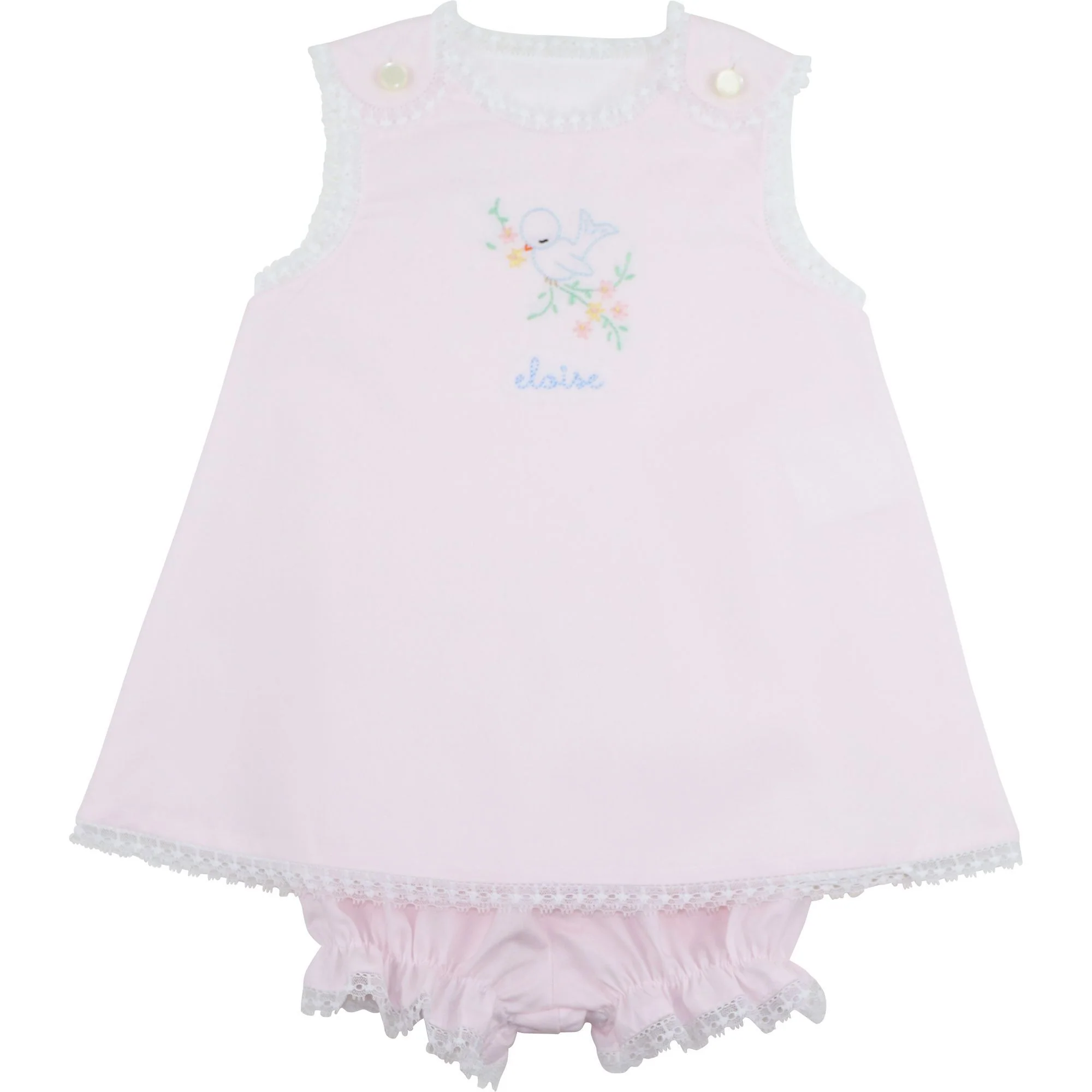 Shadow Embroidered Bird Diaper Set