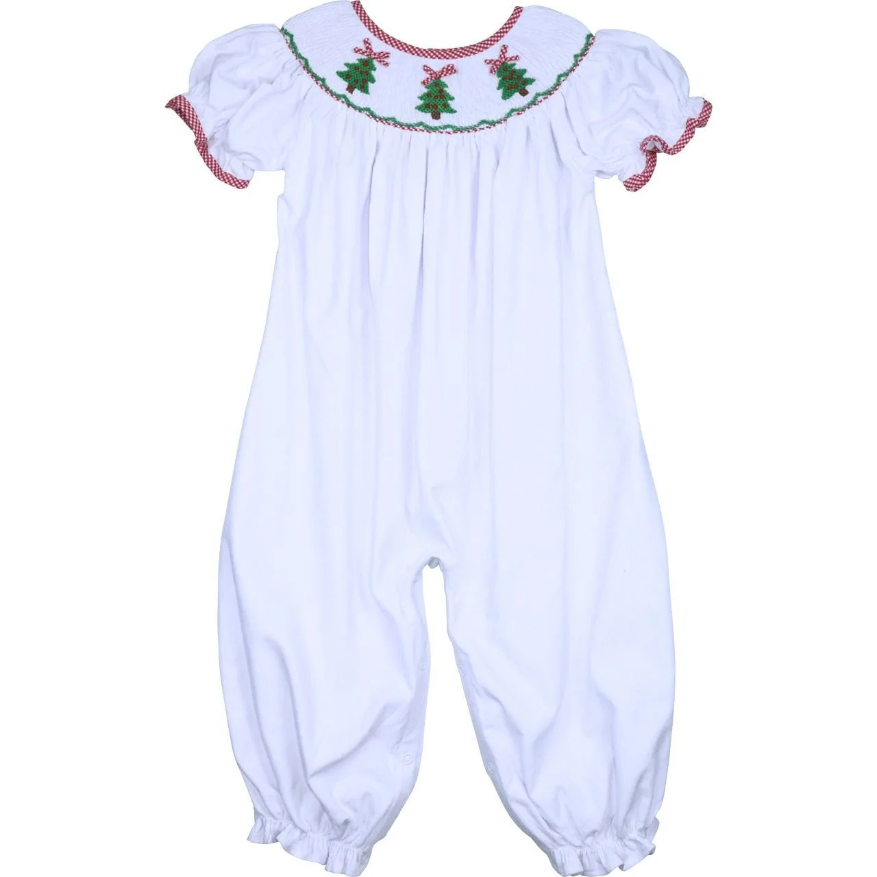 Smocked Christmas Tree Corduroy Long Bubble