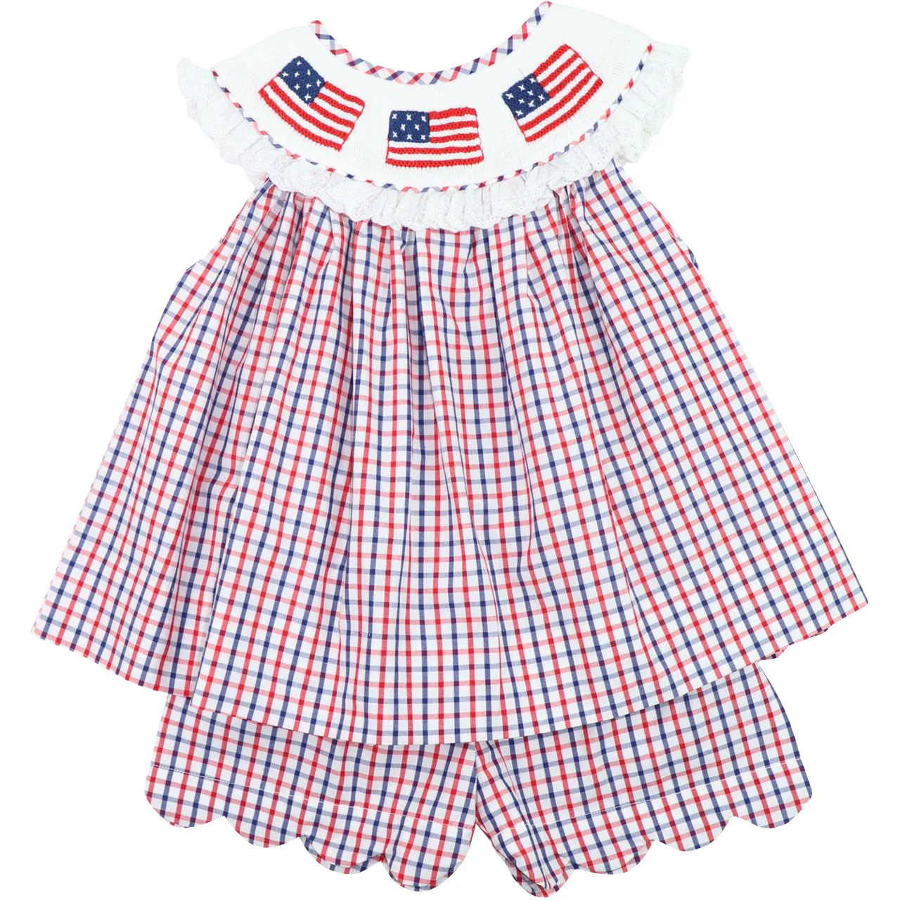 Smocked Flags Eyelet Short Set
