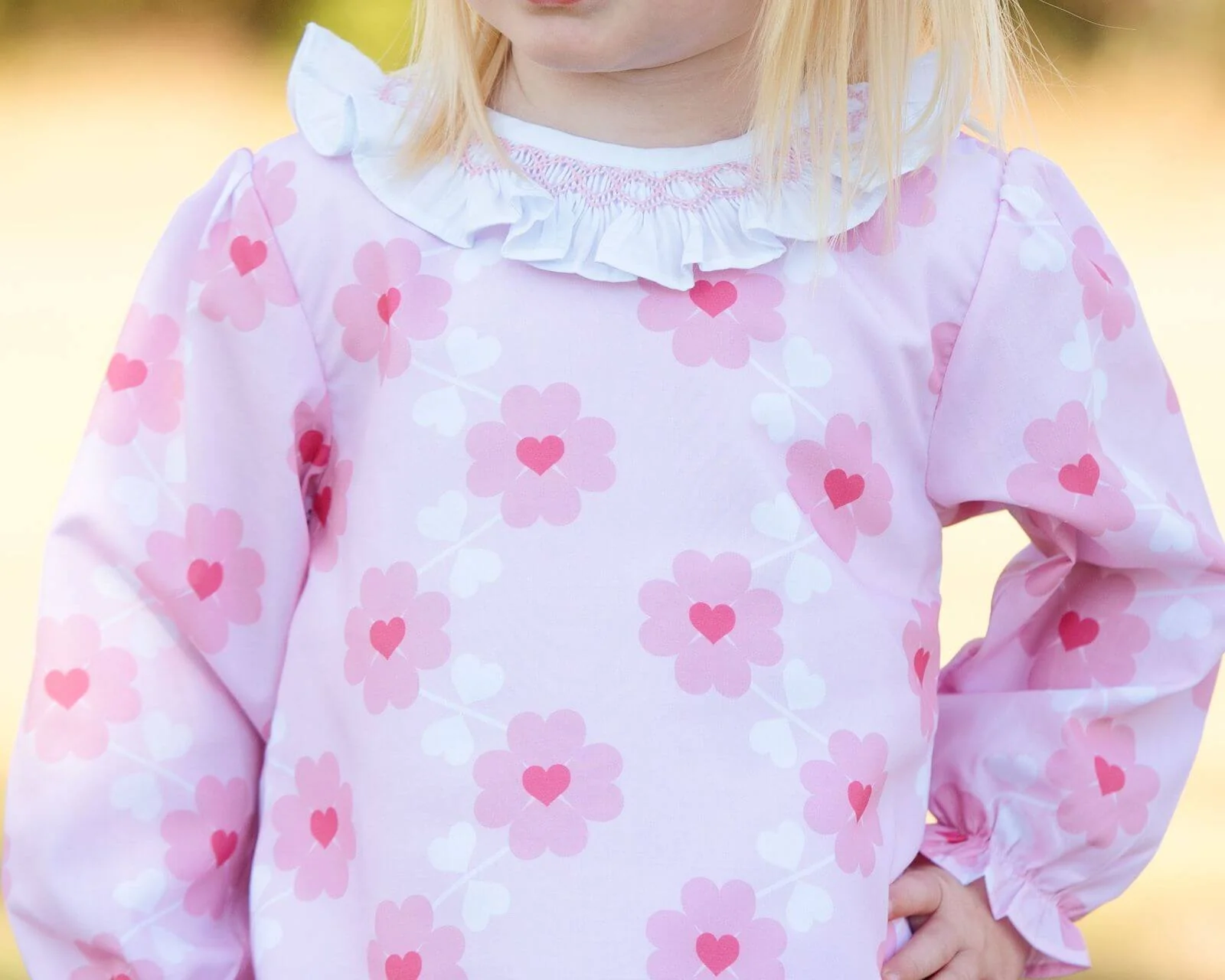 Smocked Floral Heart Print Legging Set - Image 2