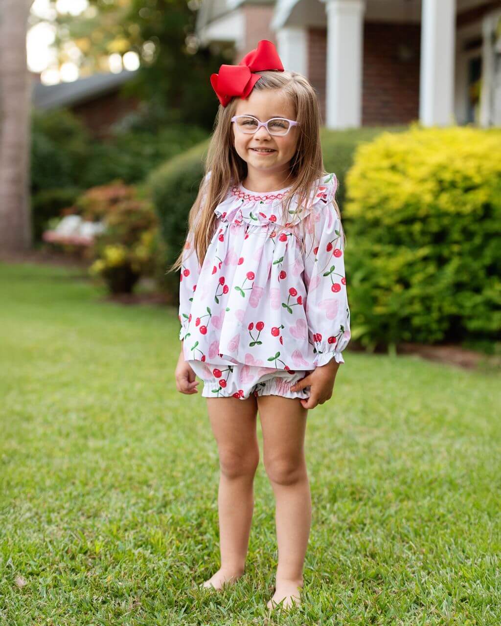 Smocked Heart And Cherry Diaper Set - Image 2