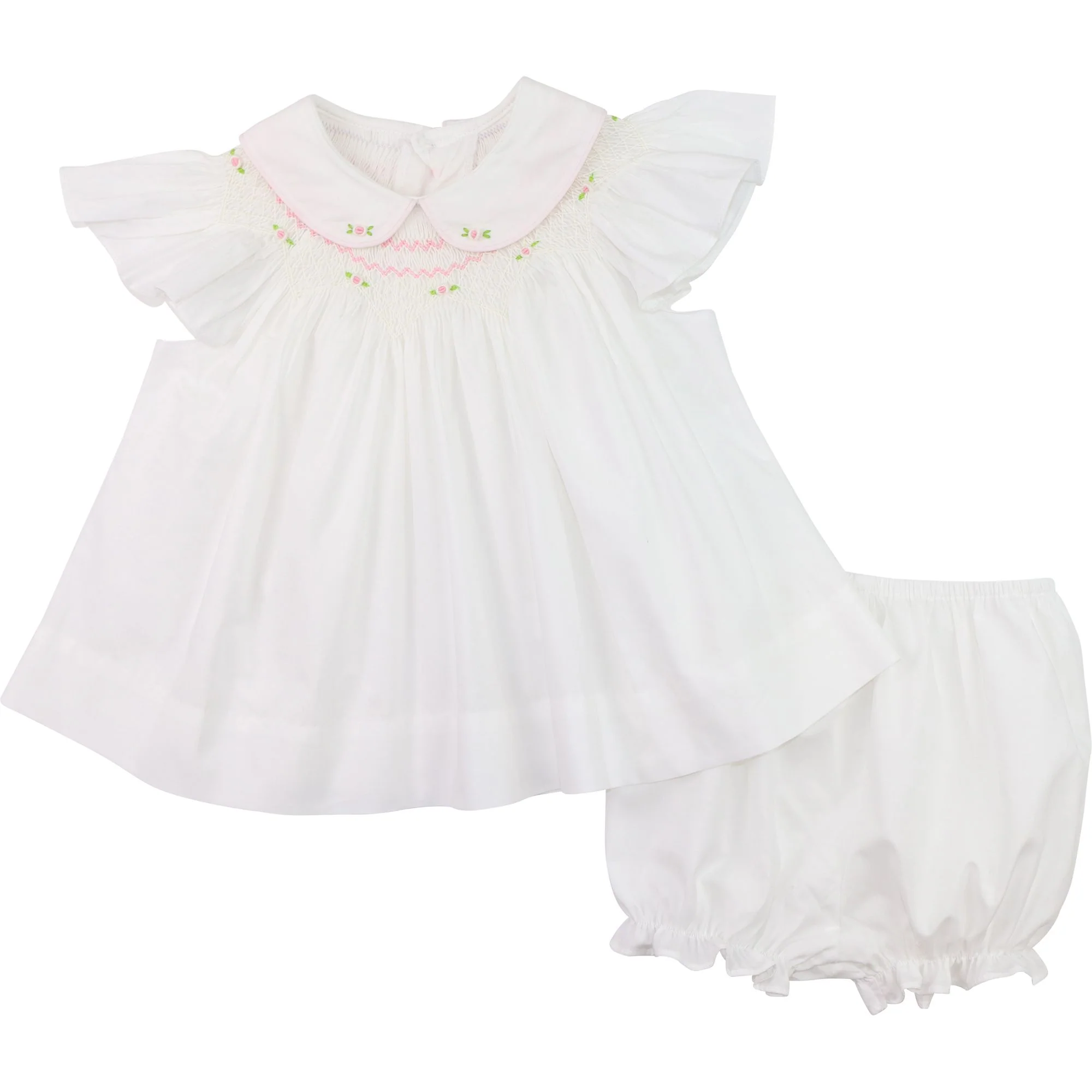 Smocked Rosebud Diaper Set