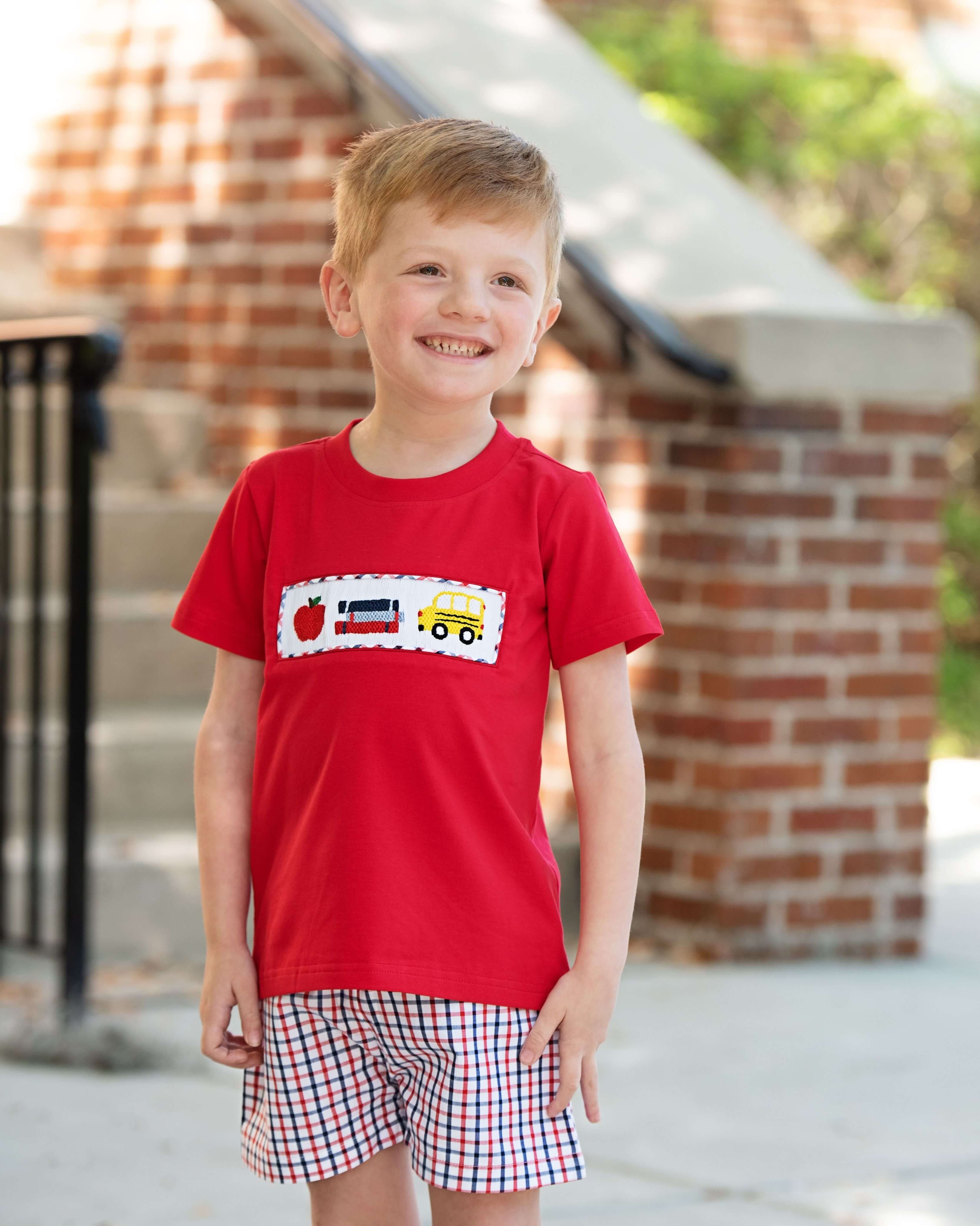 Smocked Windowpane Back To School Short Set - Image 2