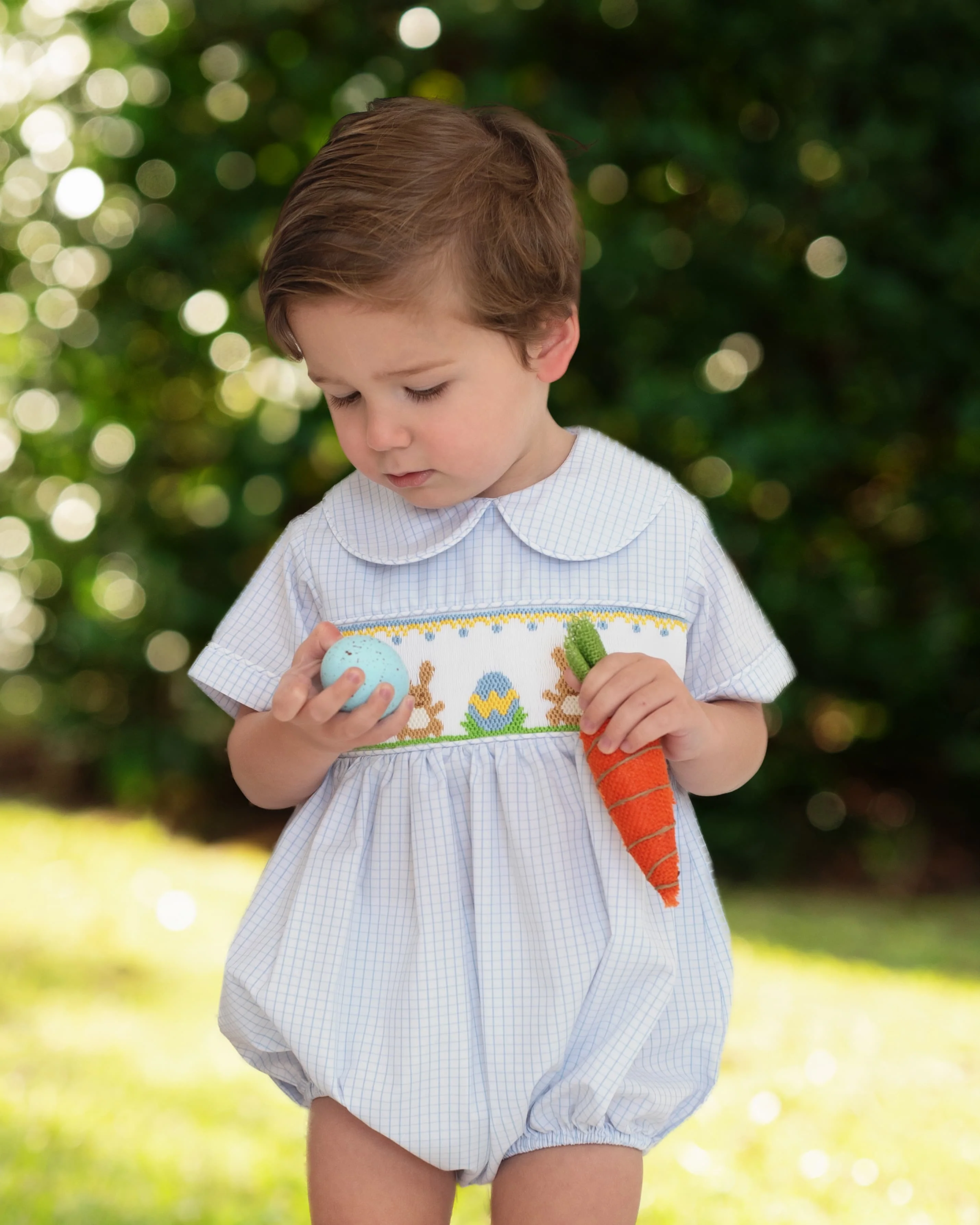 Smocked Windowpane Easter Bubble - Image 2