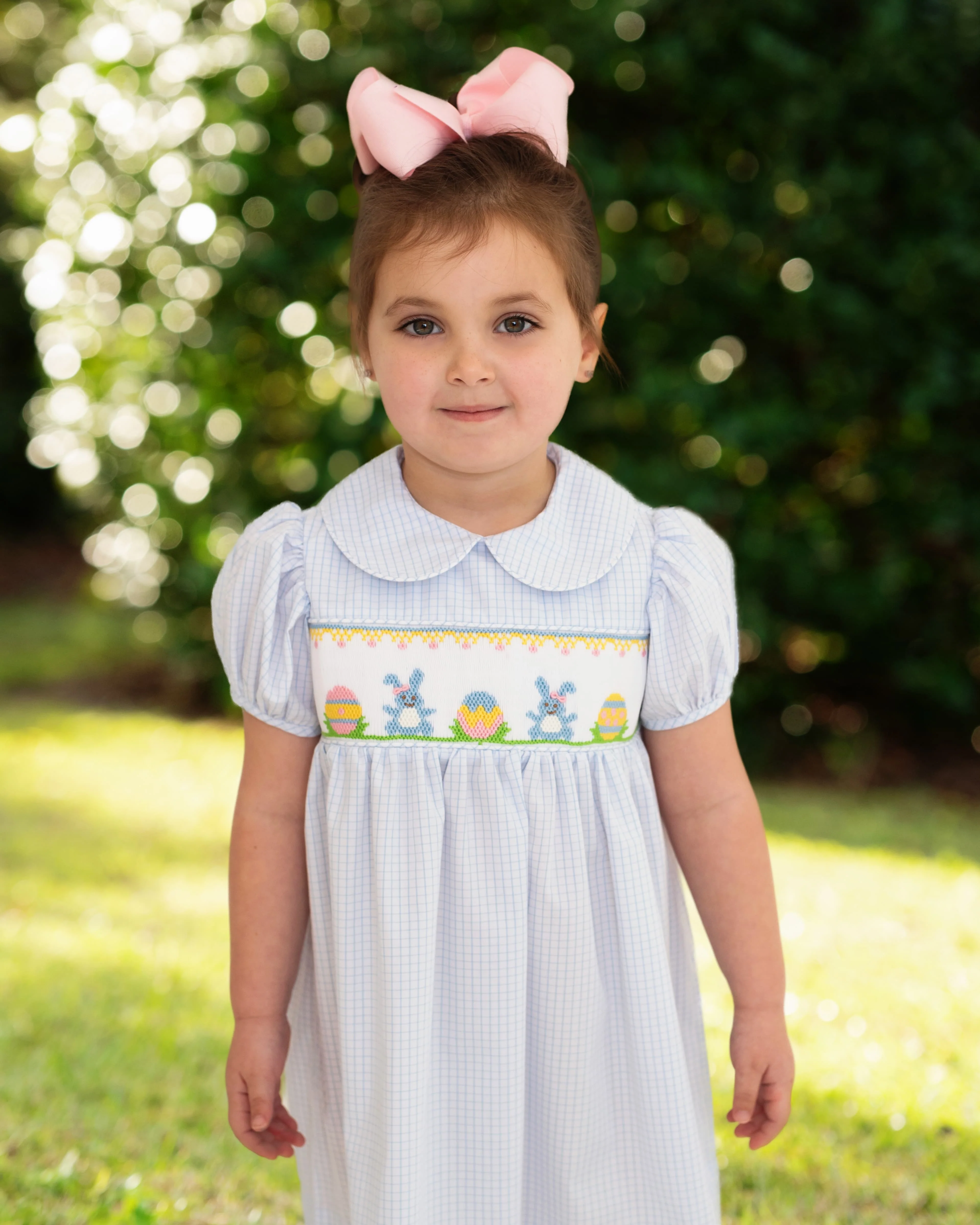 Smocked Windowpane Easter Dress - Image 2