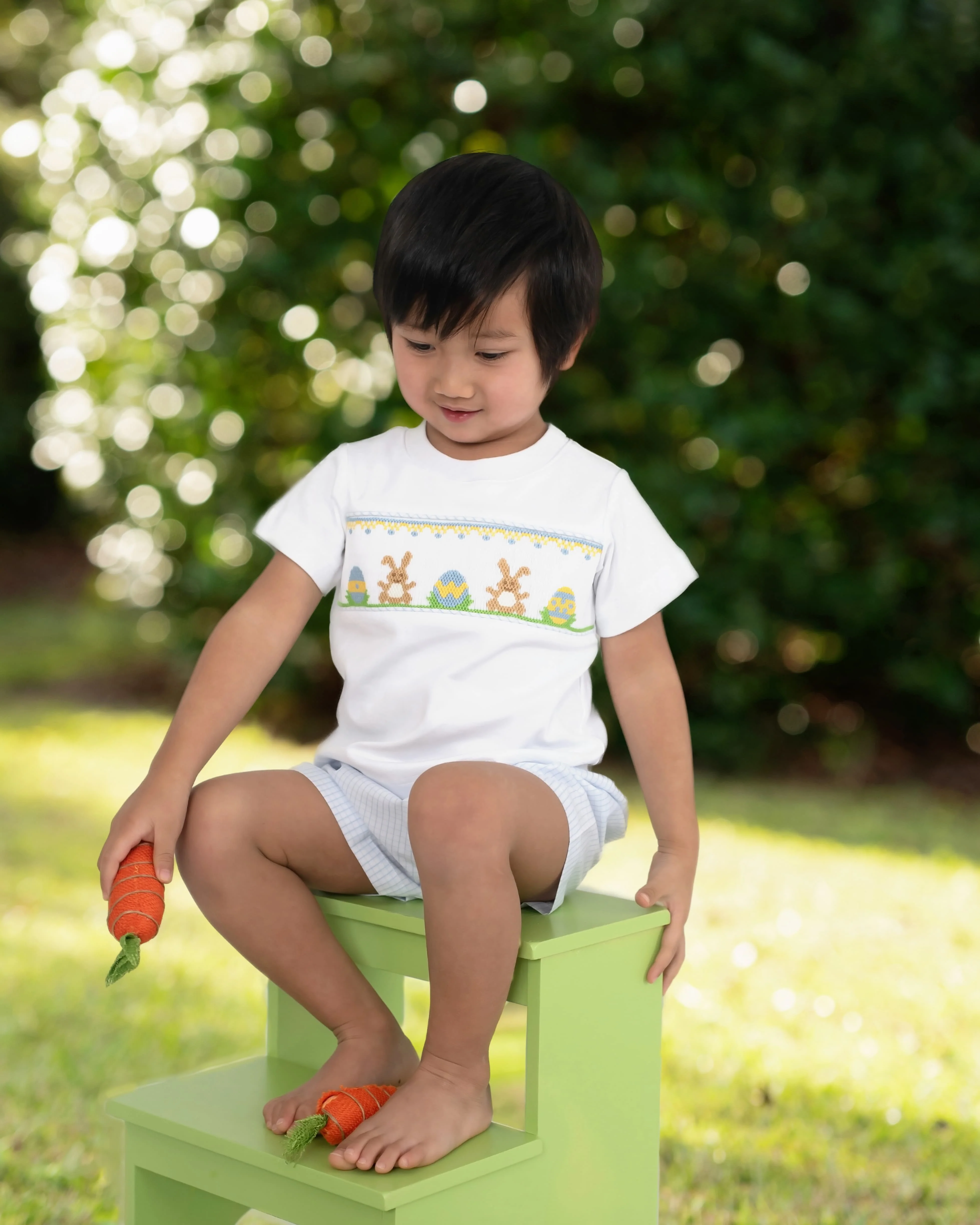 Smocked Windowpane Easter Short Set - Image 2