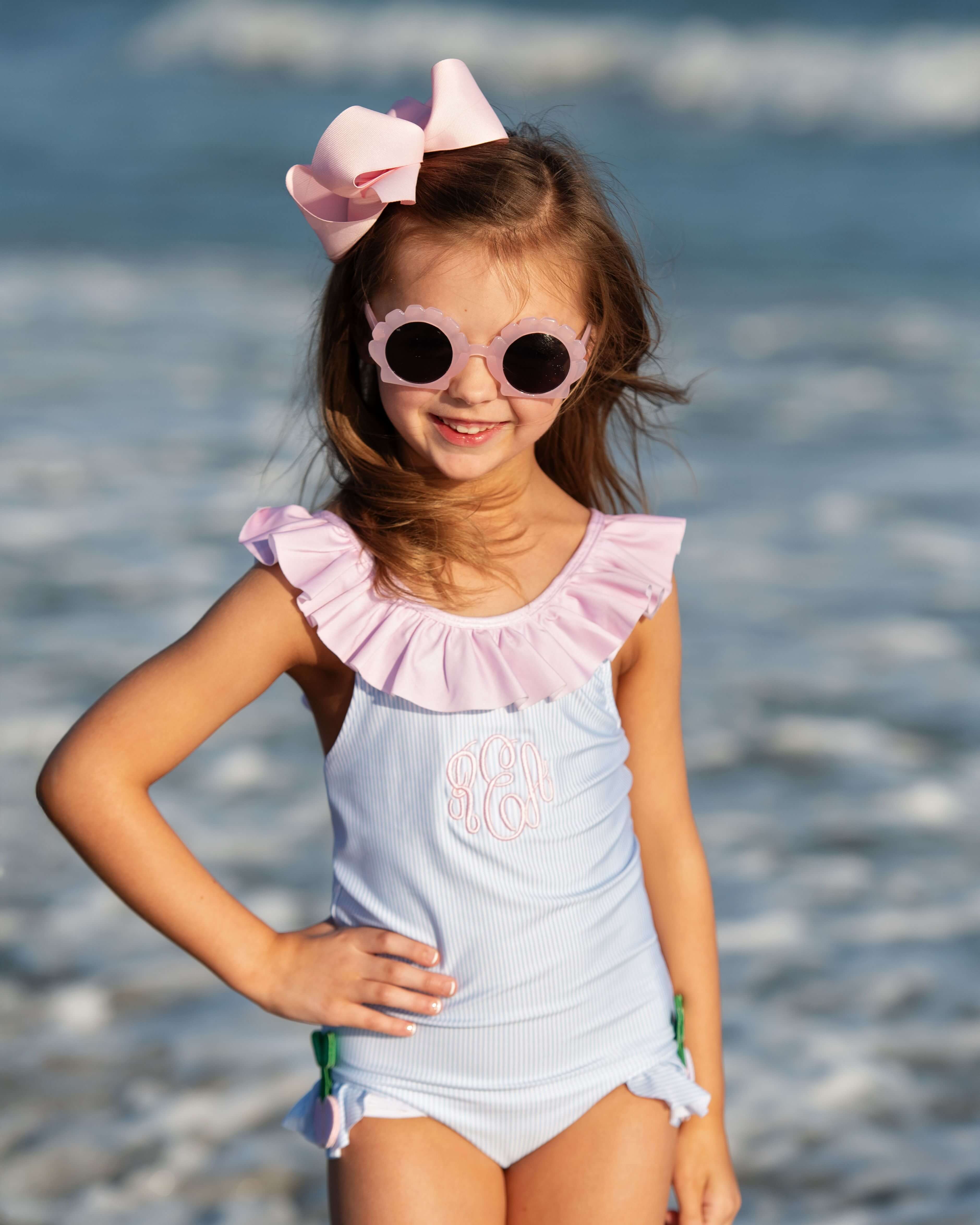 Striped Applique Cherry Swimsuit - Image 2