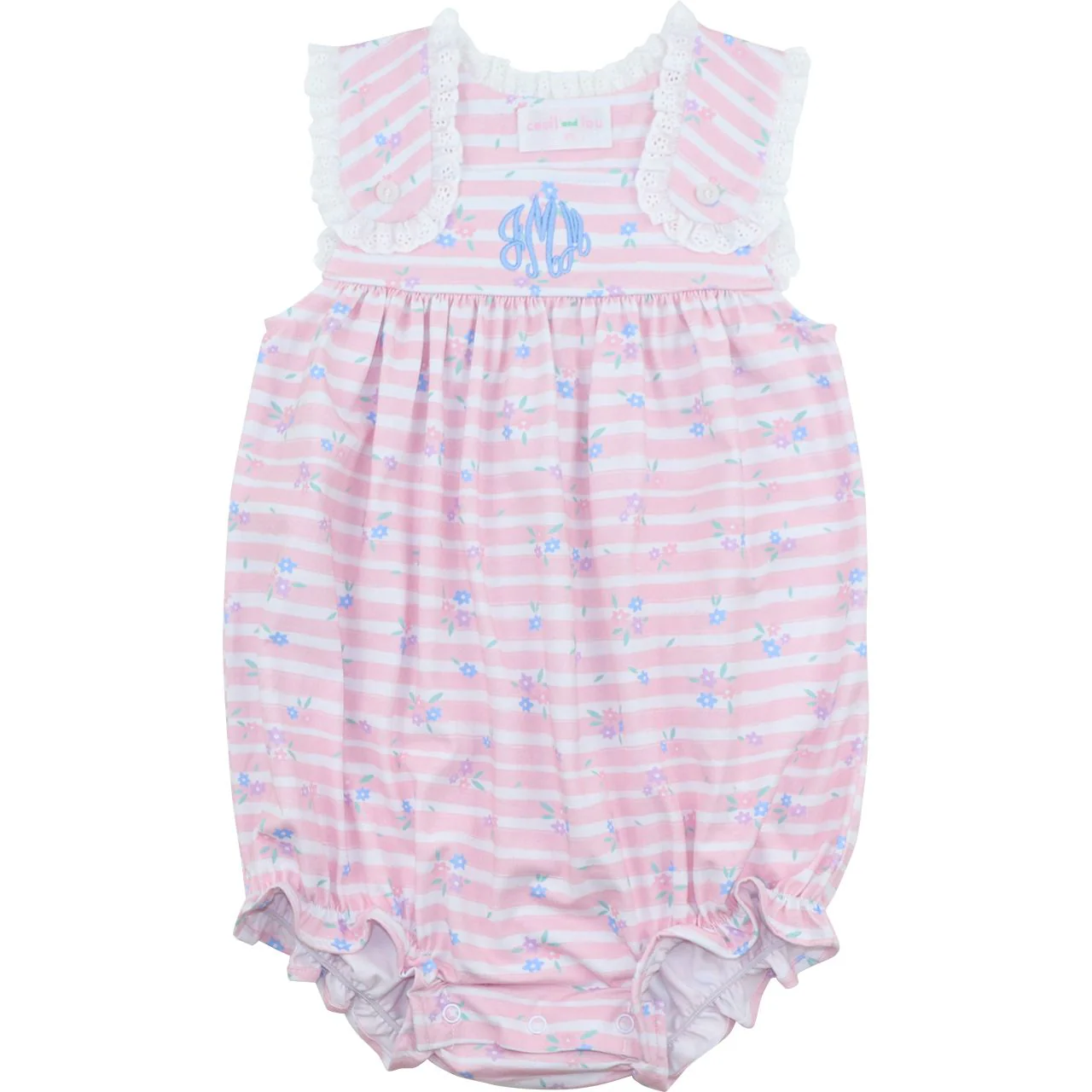 Striped Floral Knit Eyelet Bubble