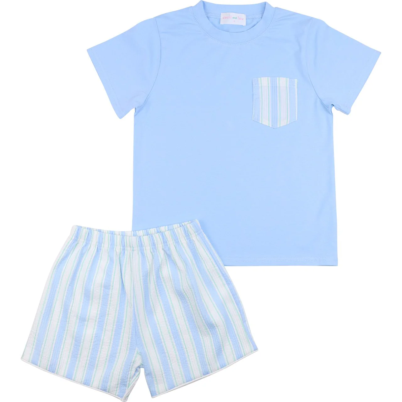 Striped Seersucker Pocket Short Set