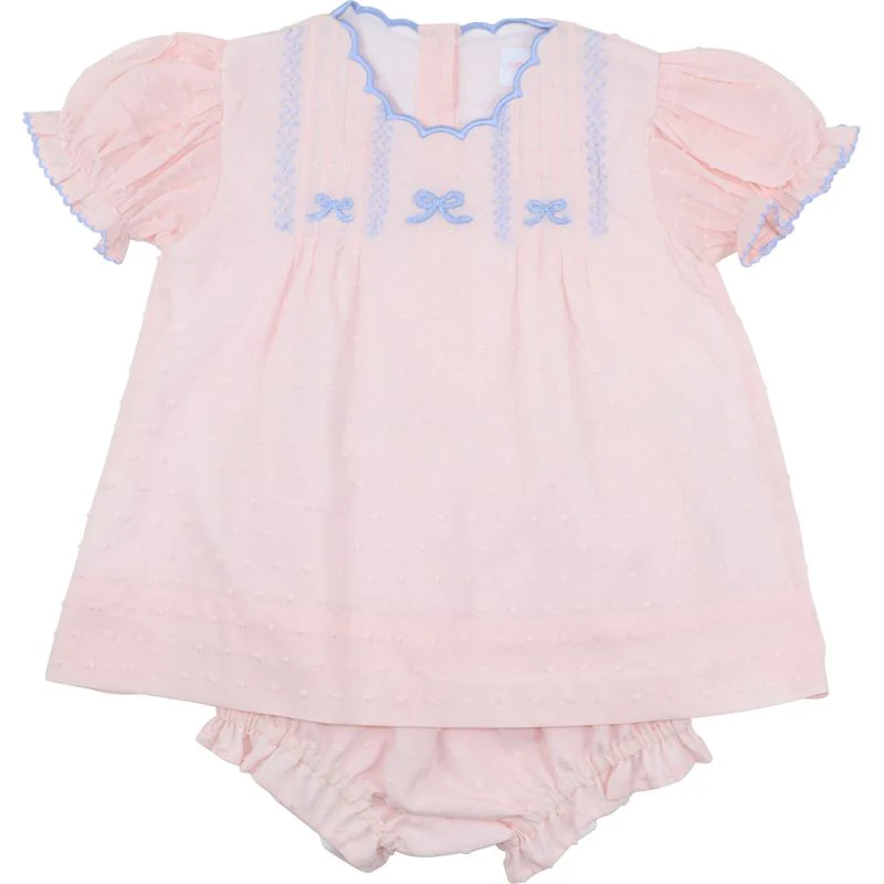 Swiss Dot Embroidered Bow Diaper Set