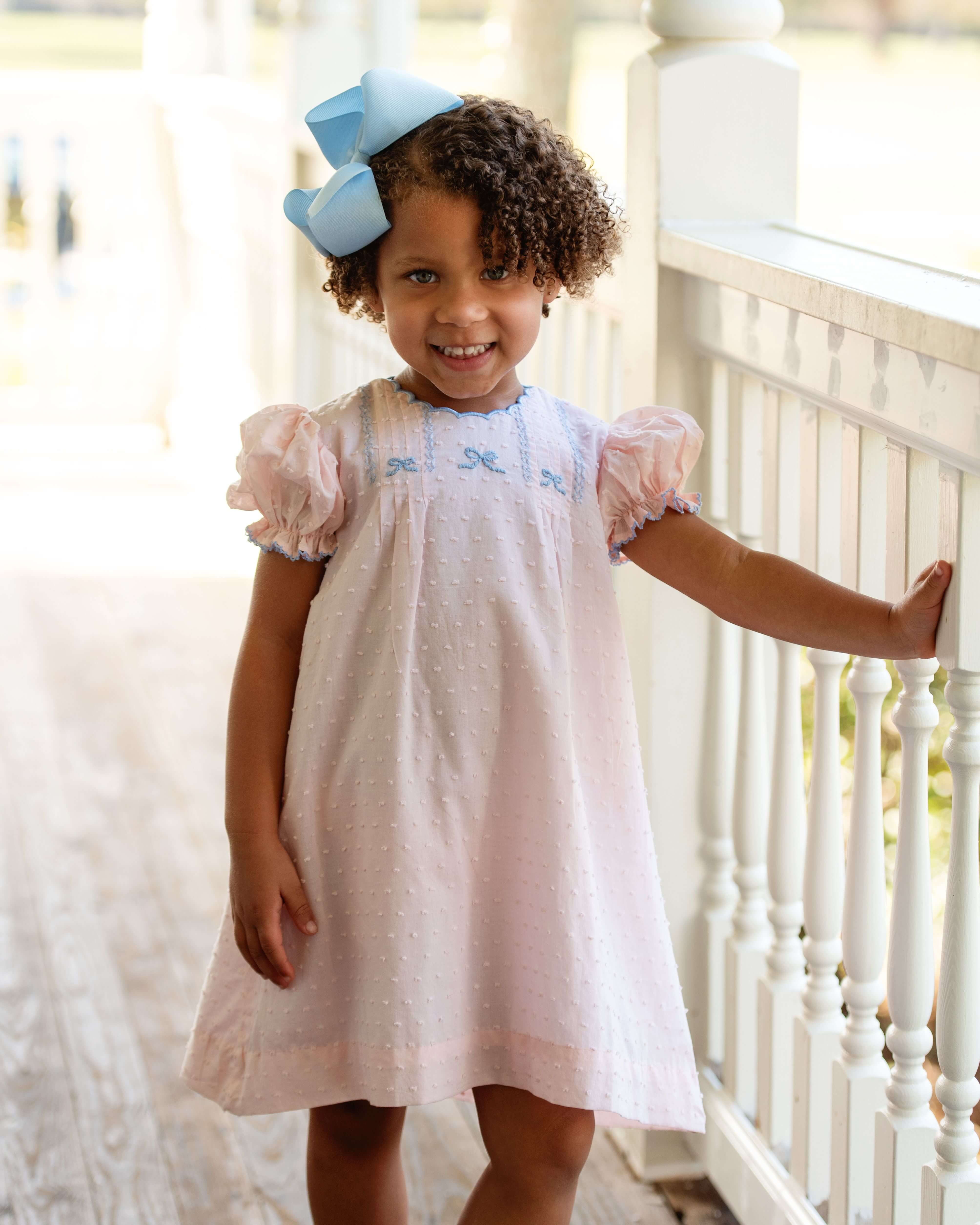 Swiss Dot Embroidered Bow Dress - Image 2