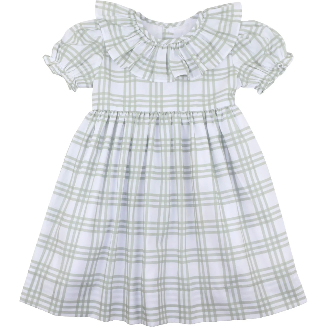 Green Plaid Ruffle Dress