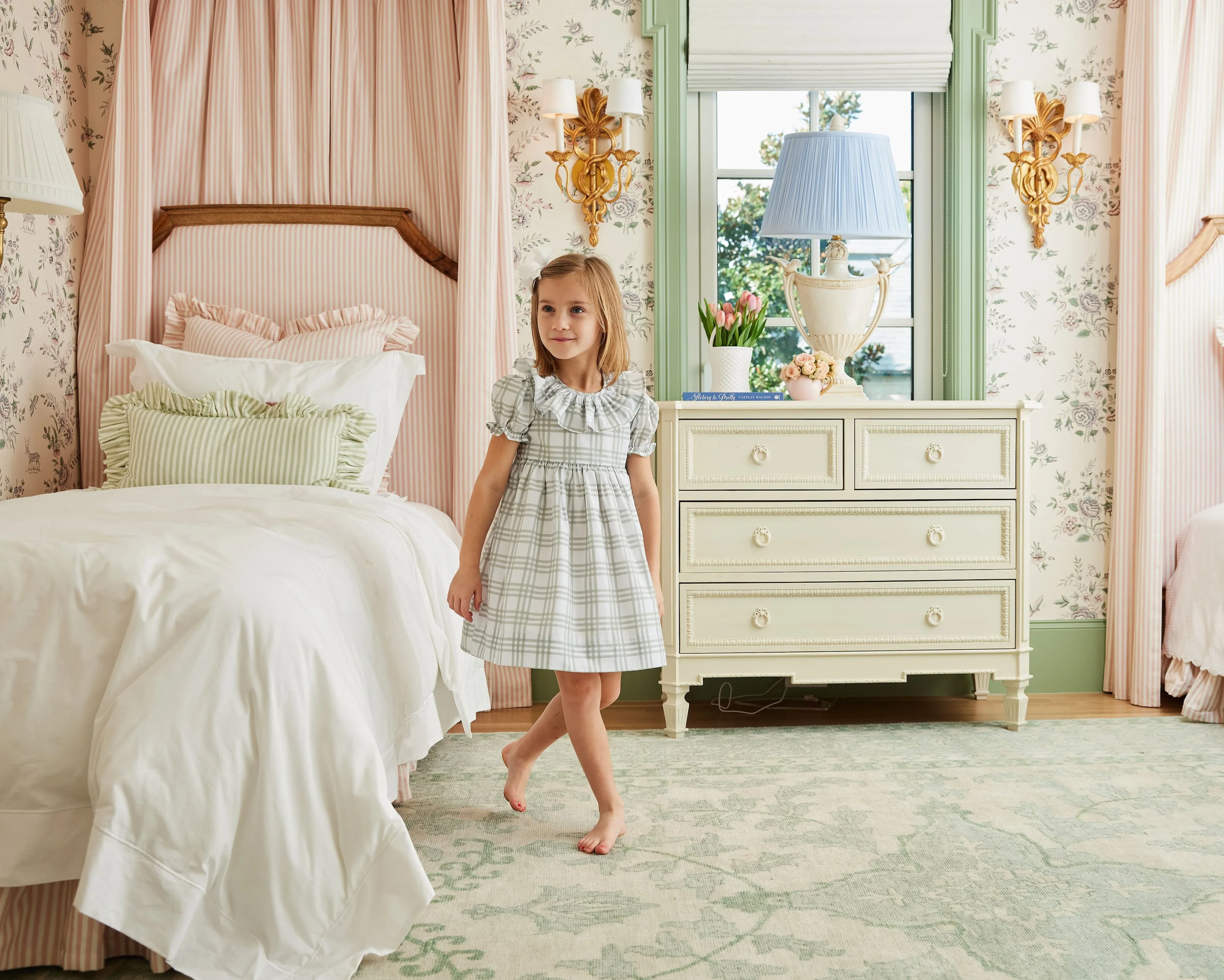 Green Plaid Ruffle Dress - Image 2