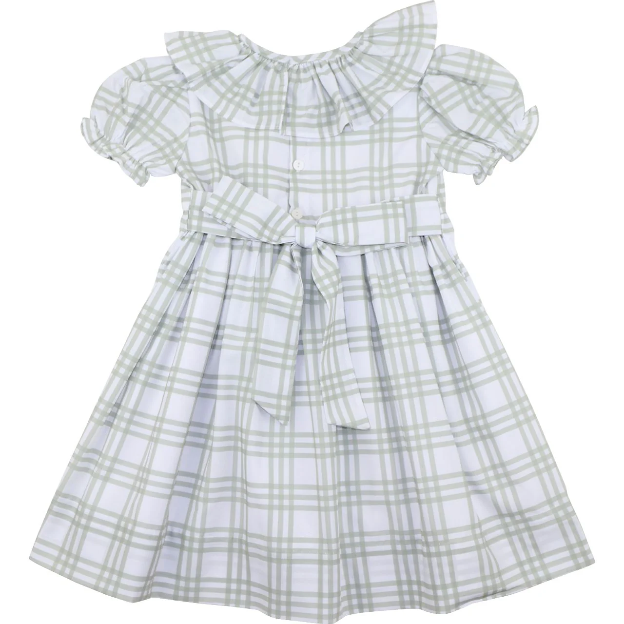 Green Plaid Ruffle Dress - Image 4