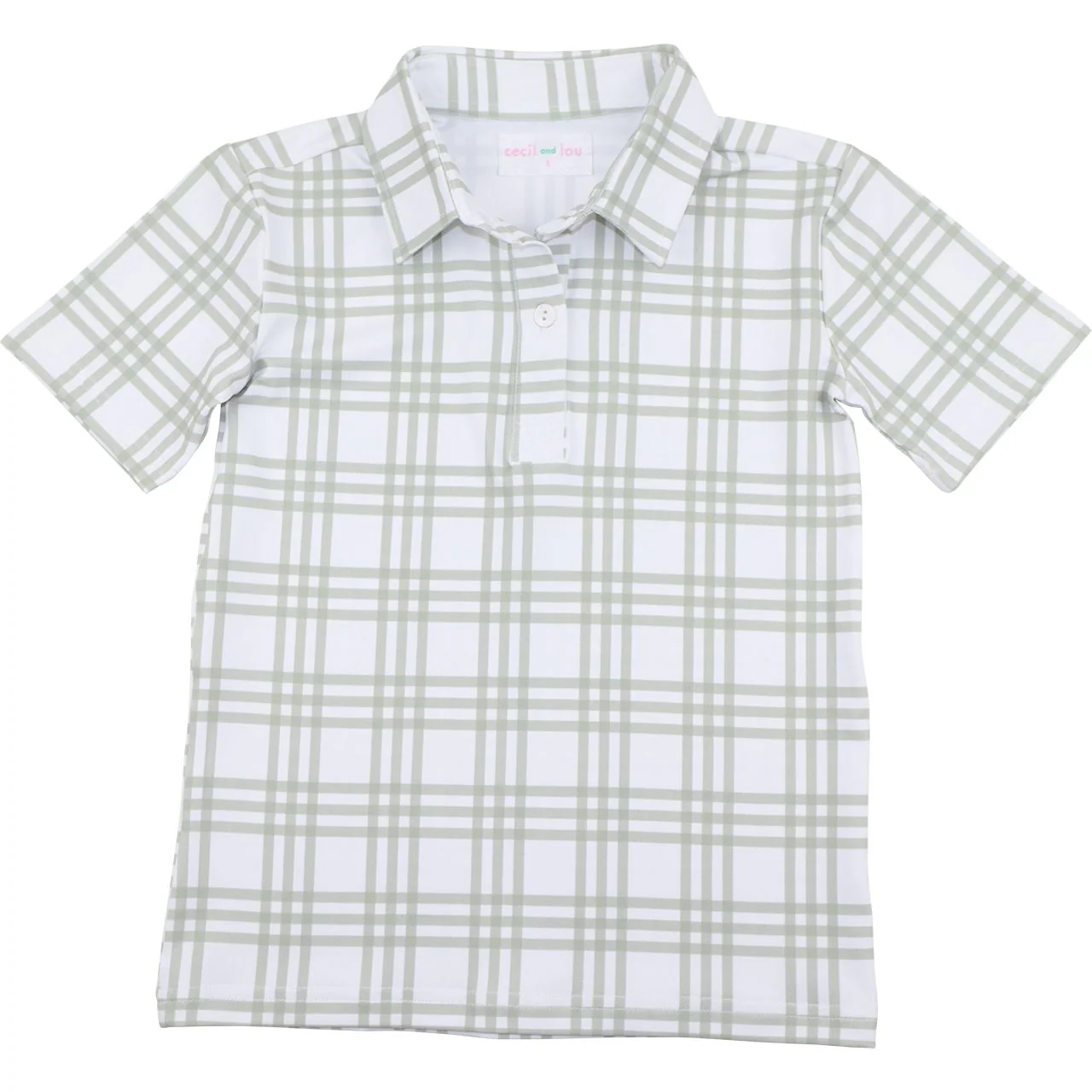 Green Plaid Knit Polo Shirt