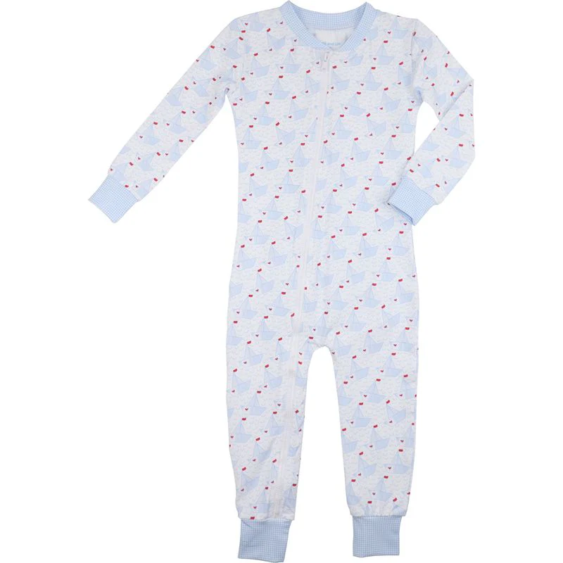 Valentine Sailboat Knit Zipper Pajamas - Image 3