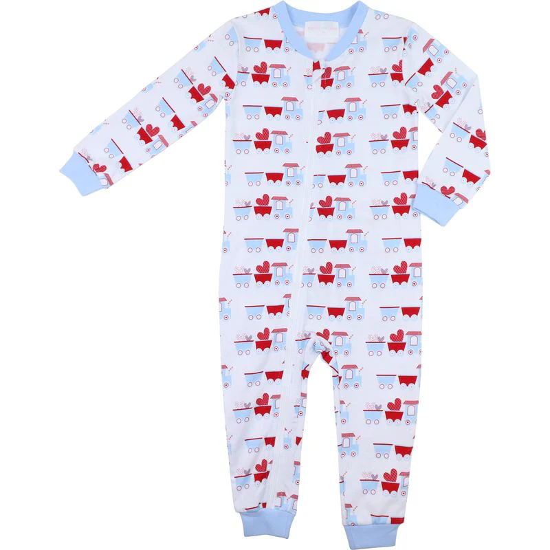 Valentine Train Knit Zipper Pajamas - Image 4