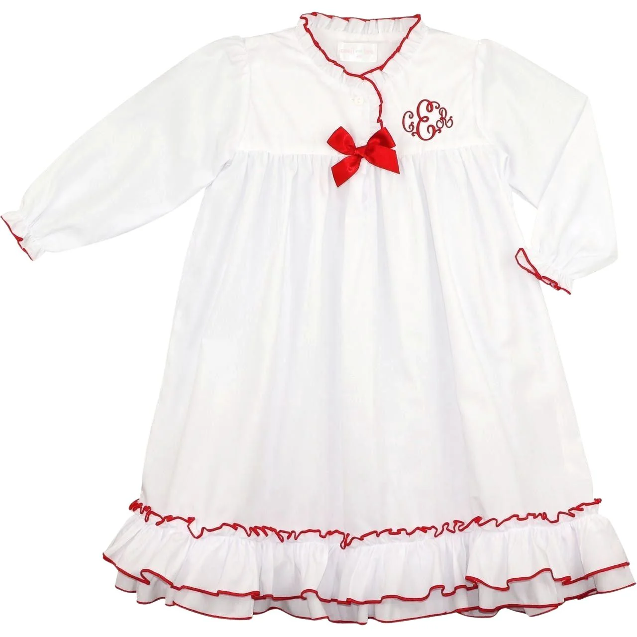 White And Red Ruffle Nightgown