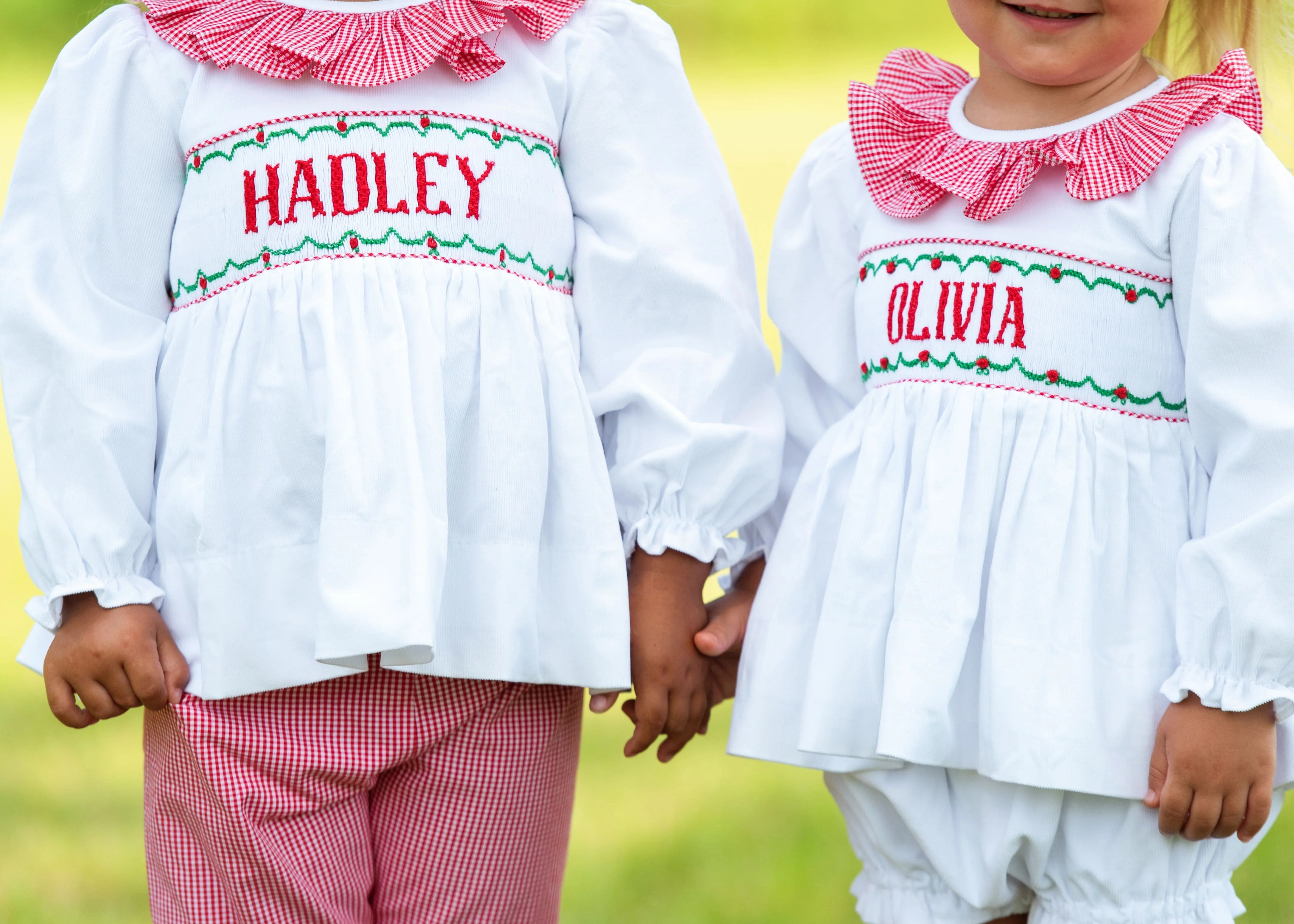 White Corduroy Custom Smocked Diaper Set - Image 3