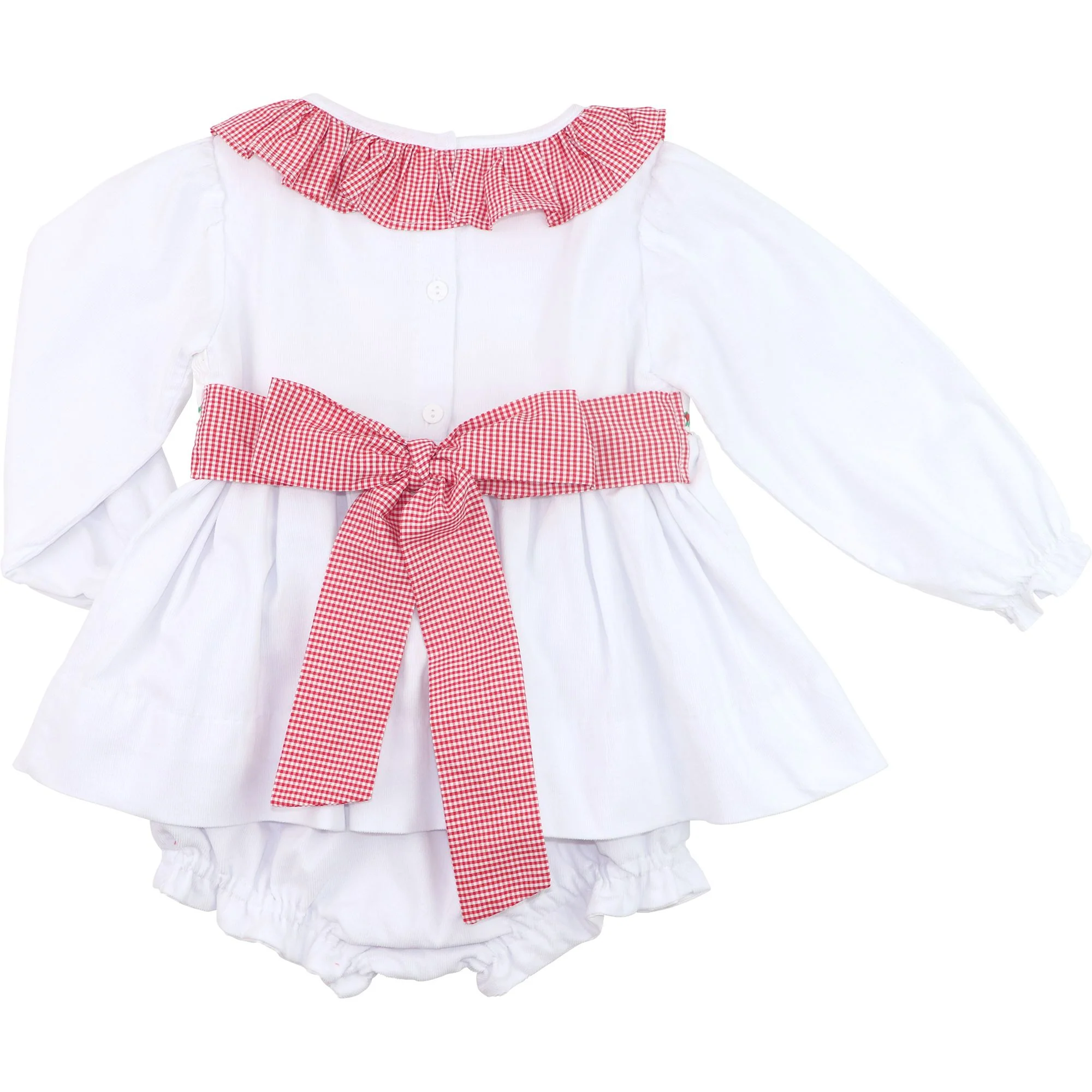 White Corduroy Custom Smocked Diaper Set - Image 4