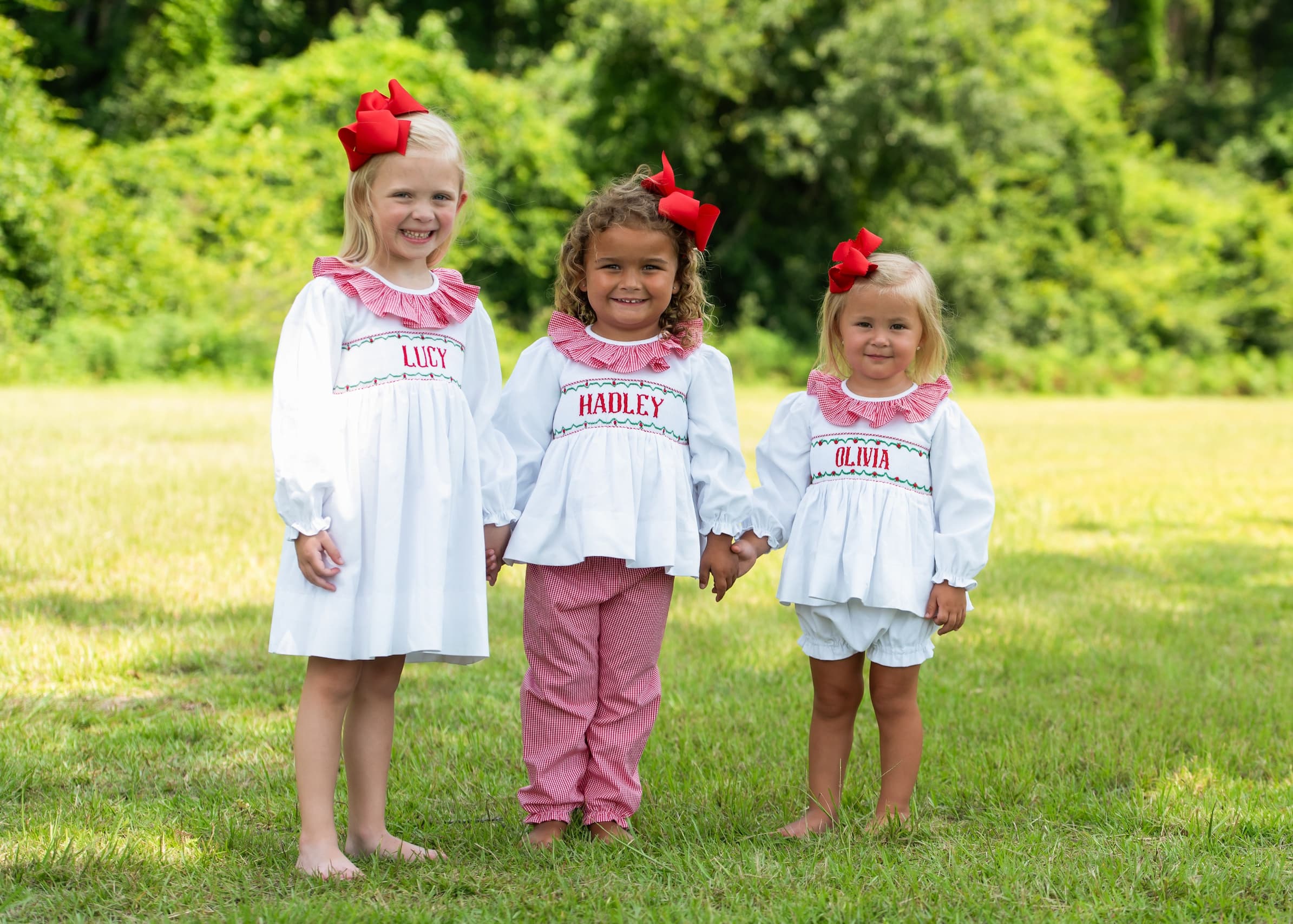 White Corduroy Custom Smocked Dress - Image 2