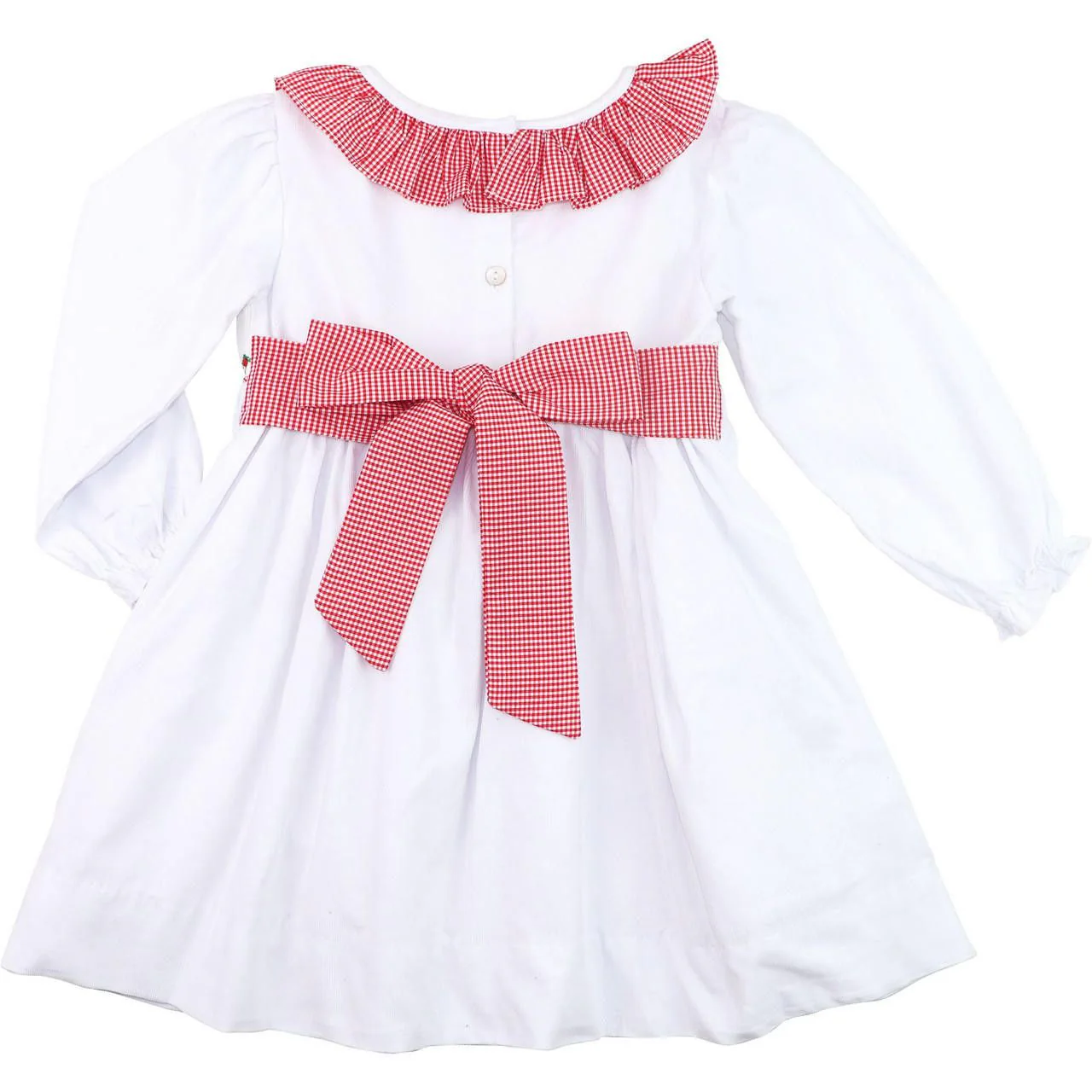 White Corduroy Custom Smocked Dress - Image 3