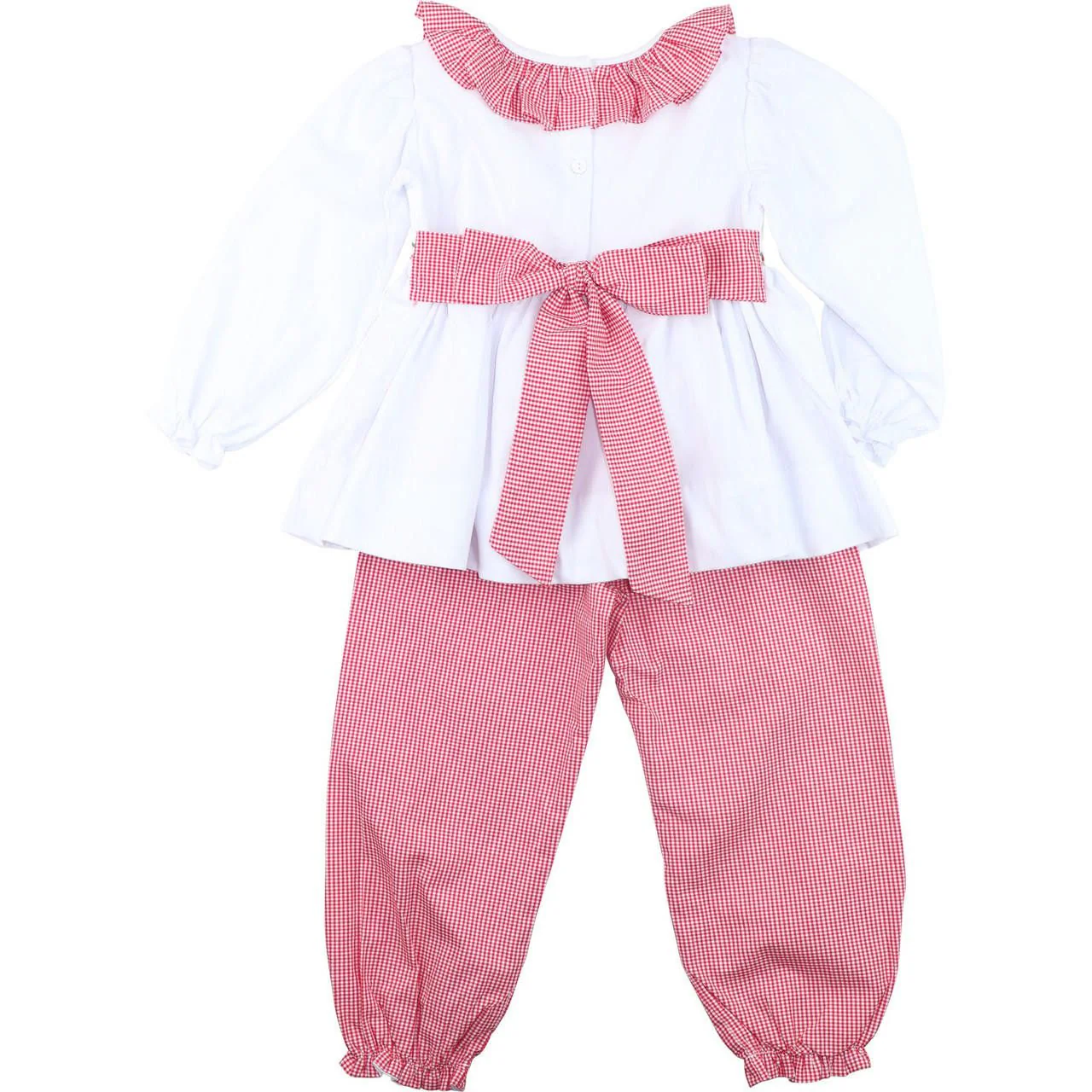 White Corduroy Custom Smocked Pant Set - Image 4