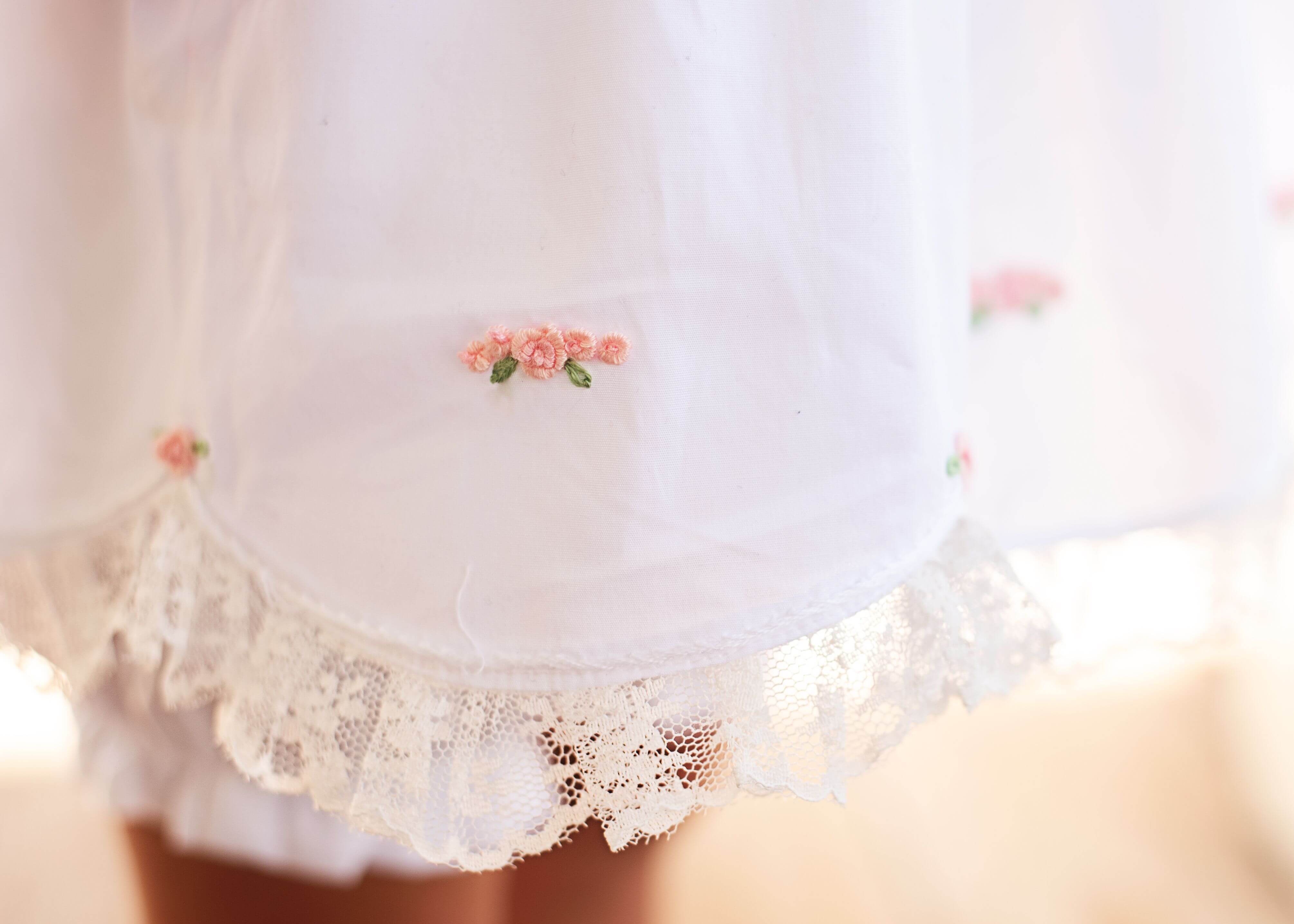 White Embroidered Rosette Dress - Image 4