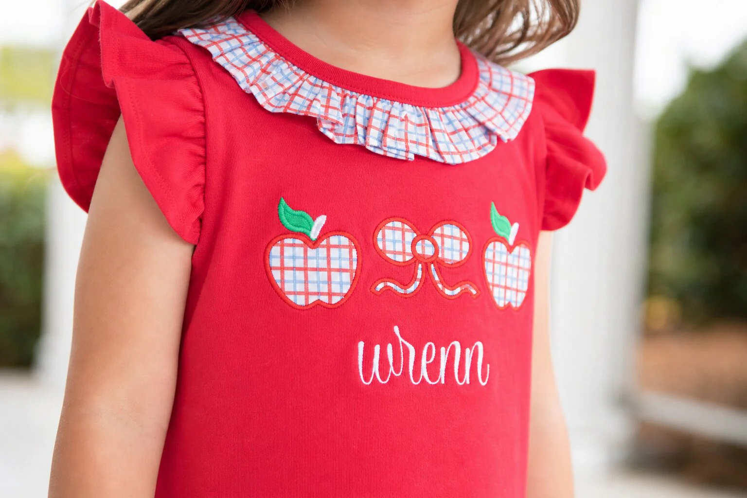 Windowpane Applique Apple Short Set - Image 2