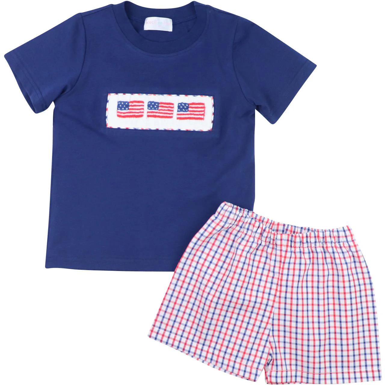 Windowpane Smocked Flags Short Set