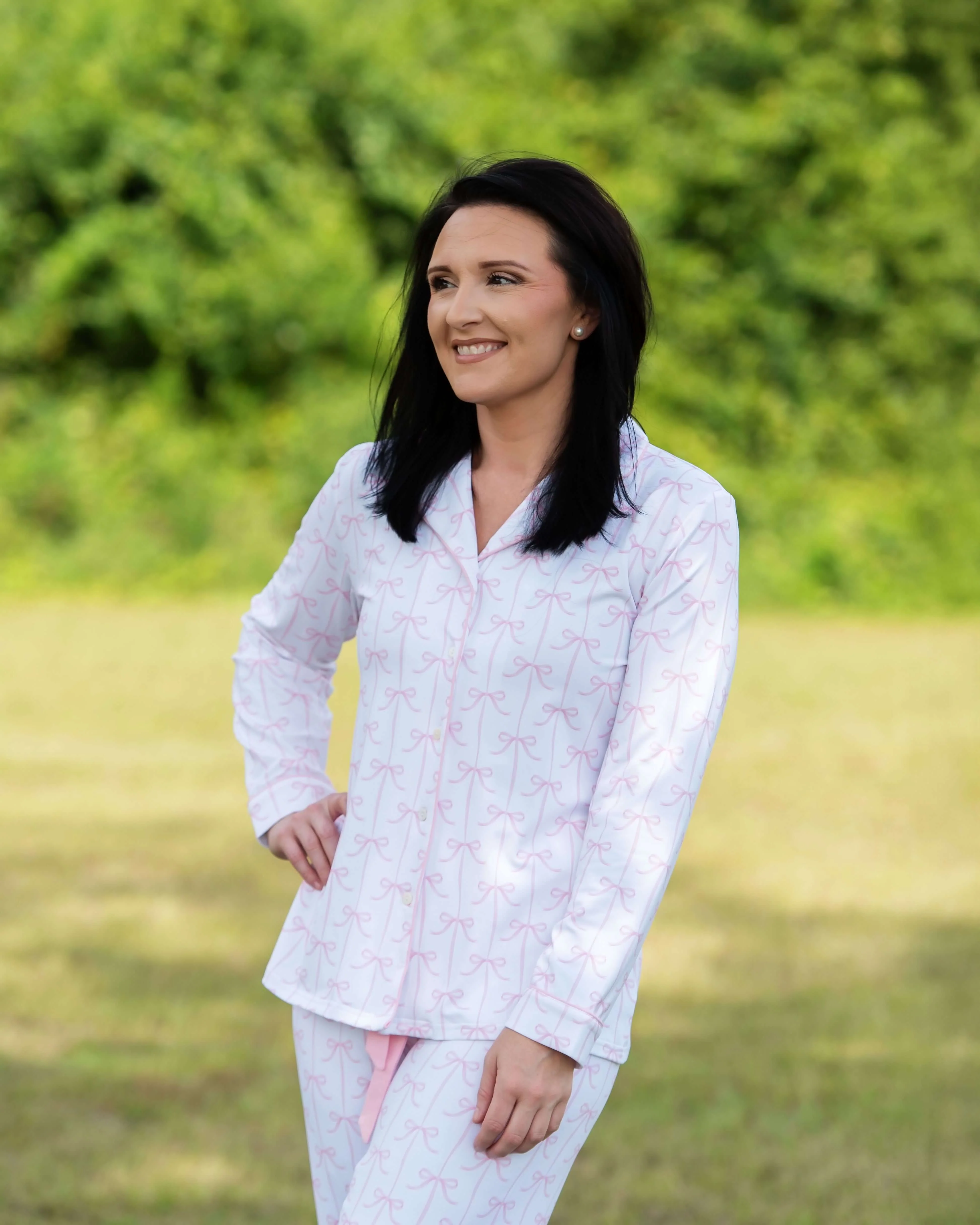 Women's Pink Bow Knit Pajamas - Image 3