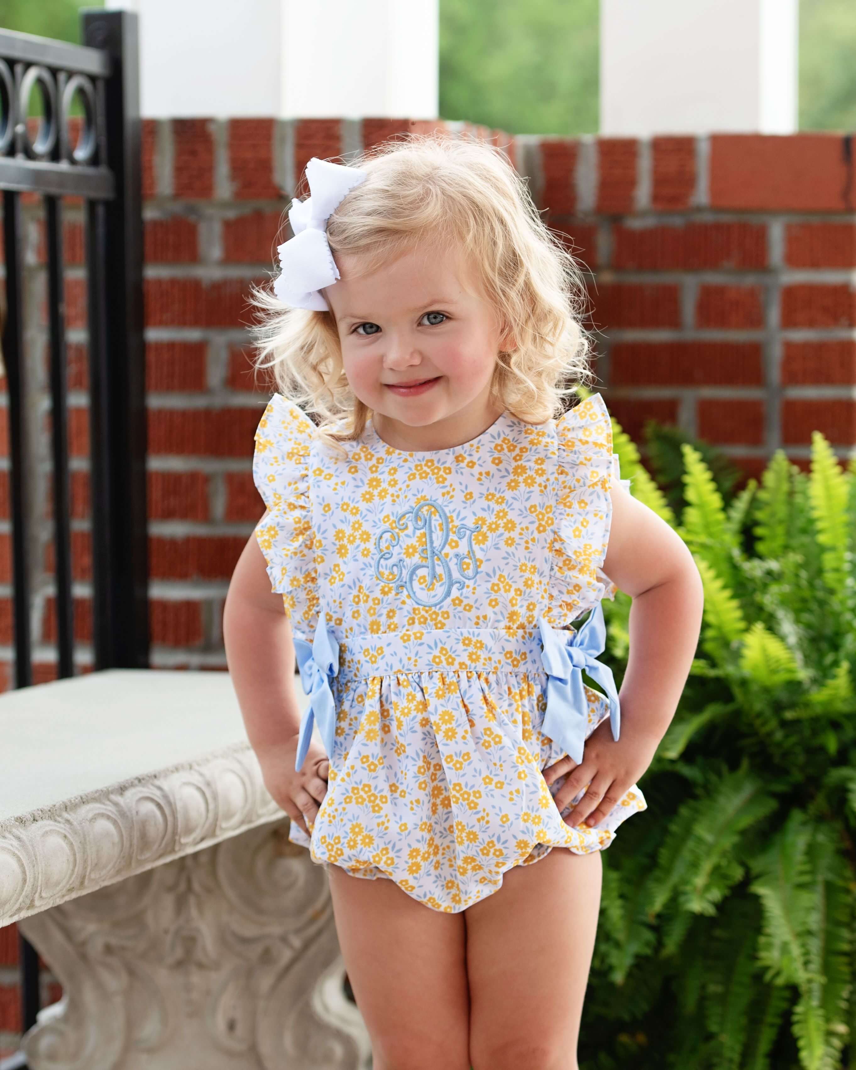 Yellow And Blue Floral Bow Bubble - Image 4
